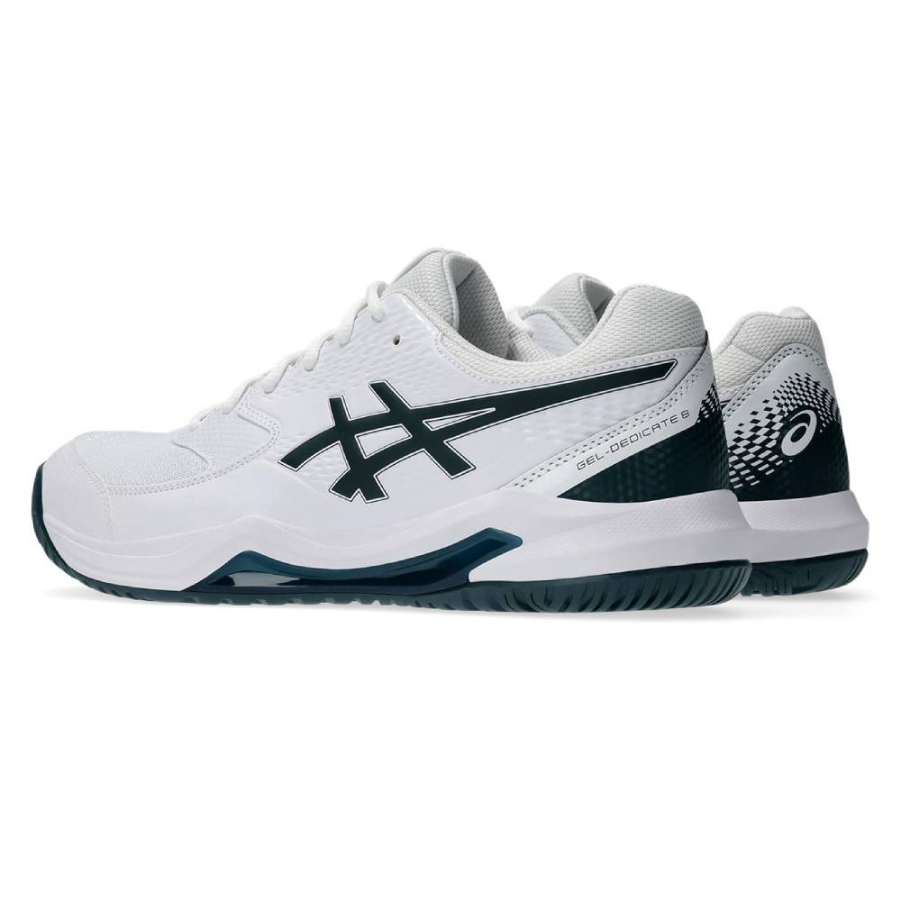 Asics Gel Dedicate 8 Men's Tennis Shoe (White/Saxon Green)