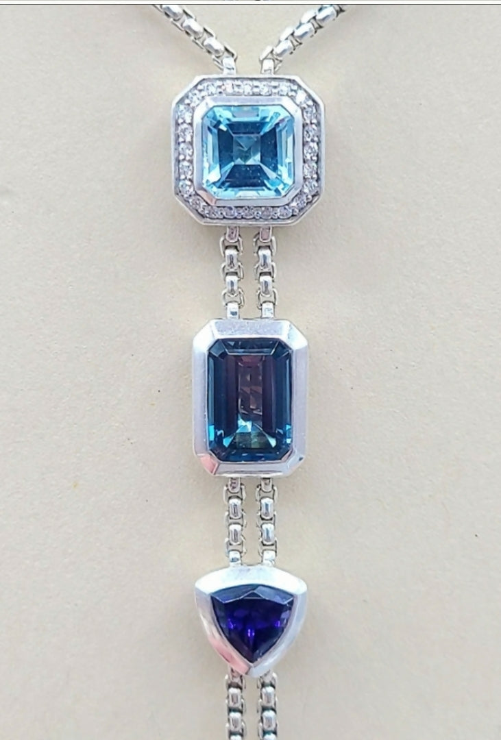 David Yurman Novella Y Necklace 鈥?Blue Topaz & Pave Diamonds、mySite、hinf8tx79