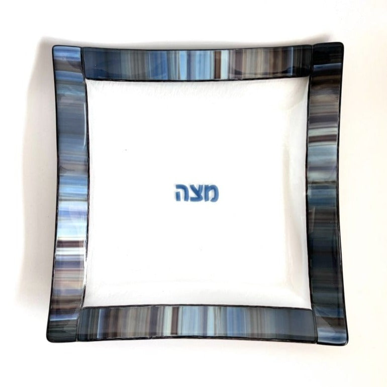 Fused Glass Matzah Tray - Gray and Blue、mySite、topwebapps