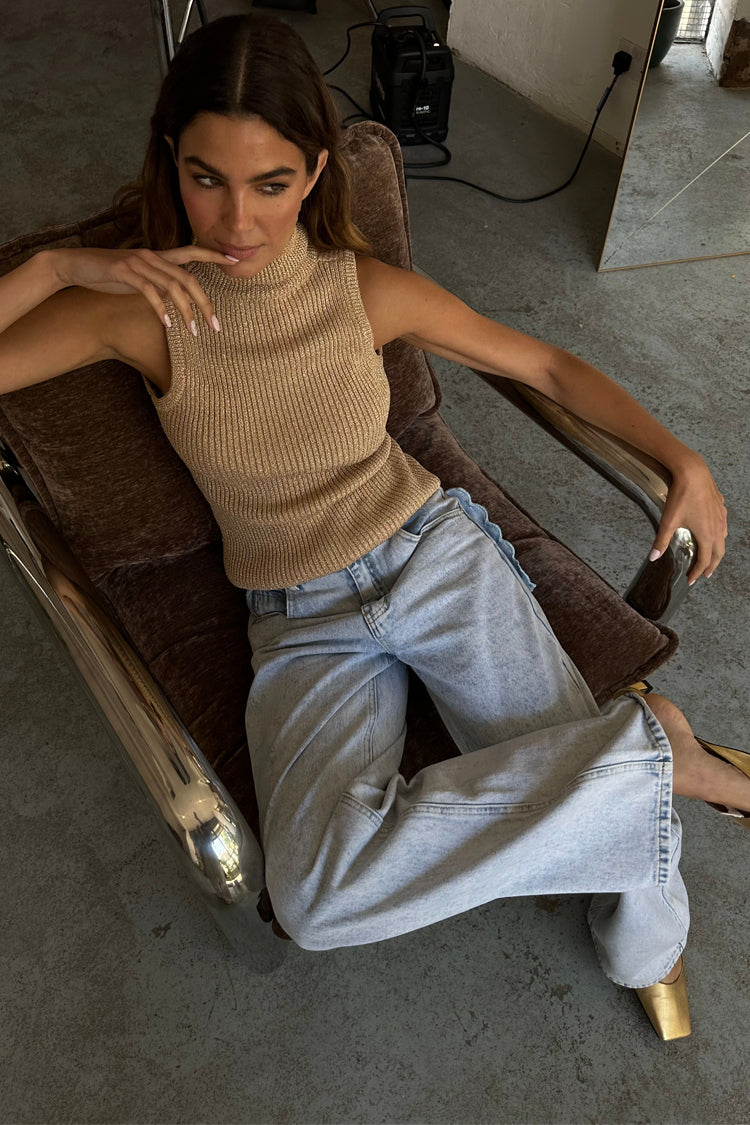 Gold Rib Knit Vest、mySite、solidvoid