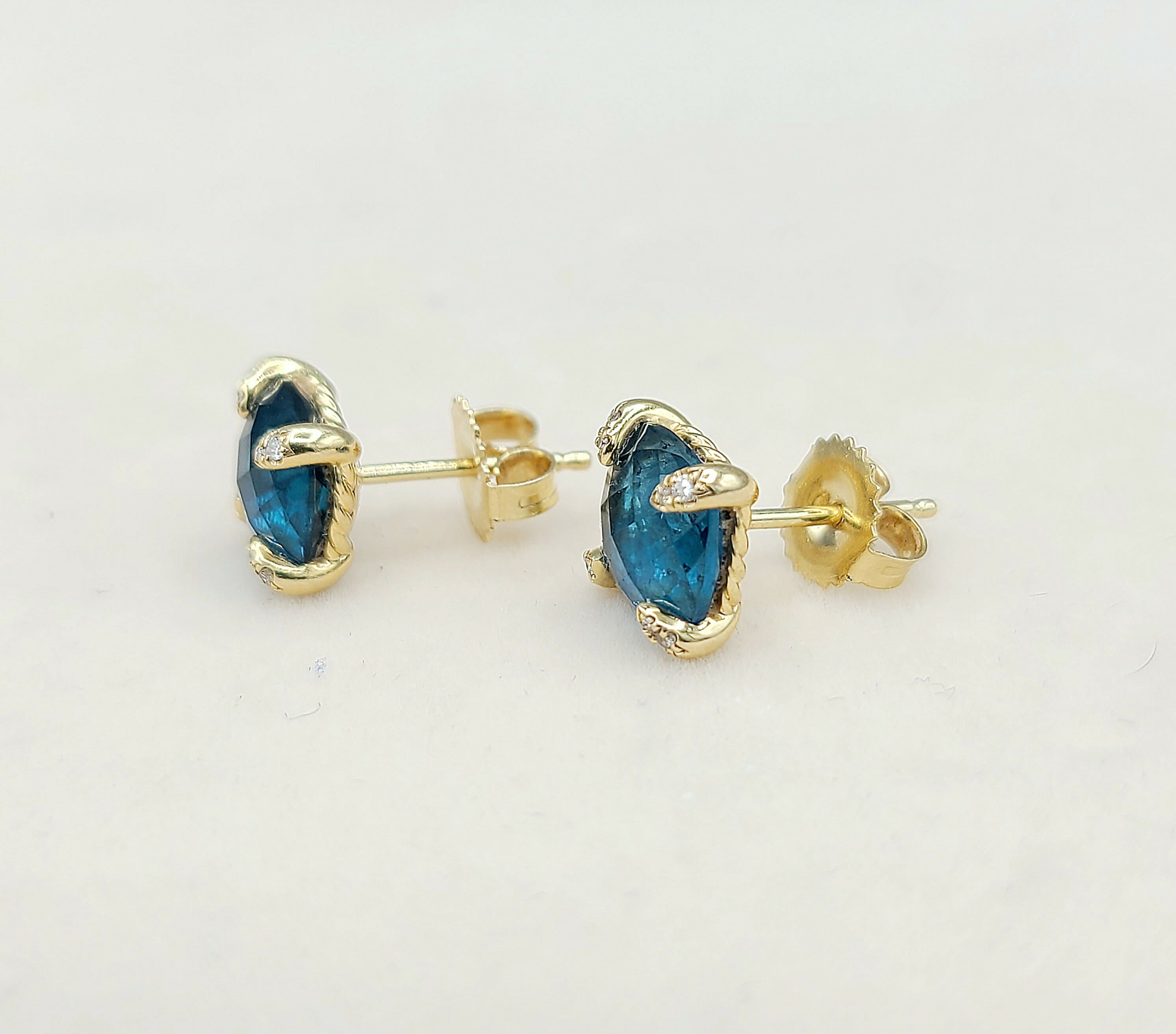 David Yurman Chatelaine Earrings Blue Topaz & Gold、mySite、hinf8tx79