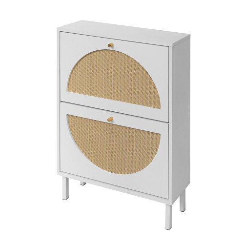 2 Door Shoe Rack, Rattan, Double Layer, Suitable for Living Room, Hallway、、casual
