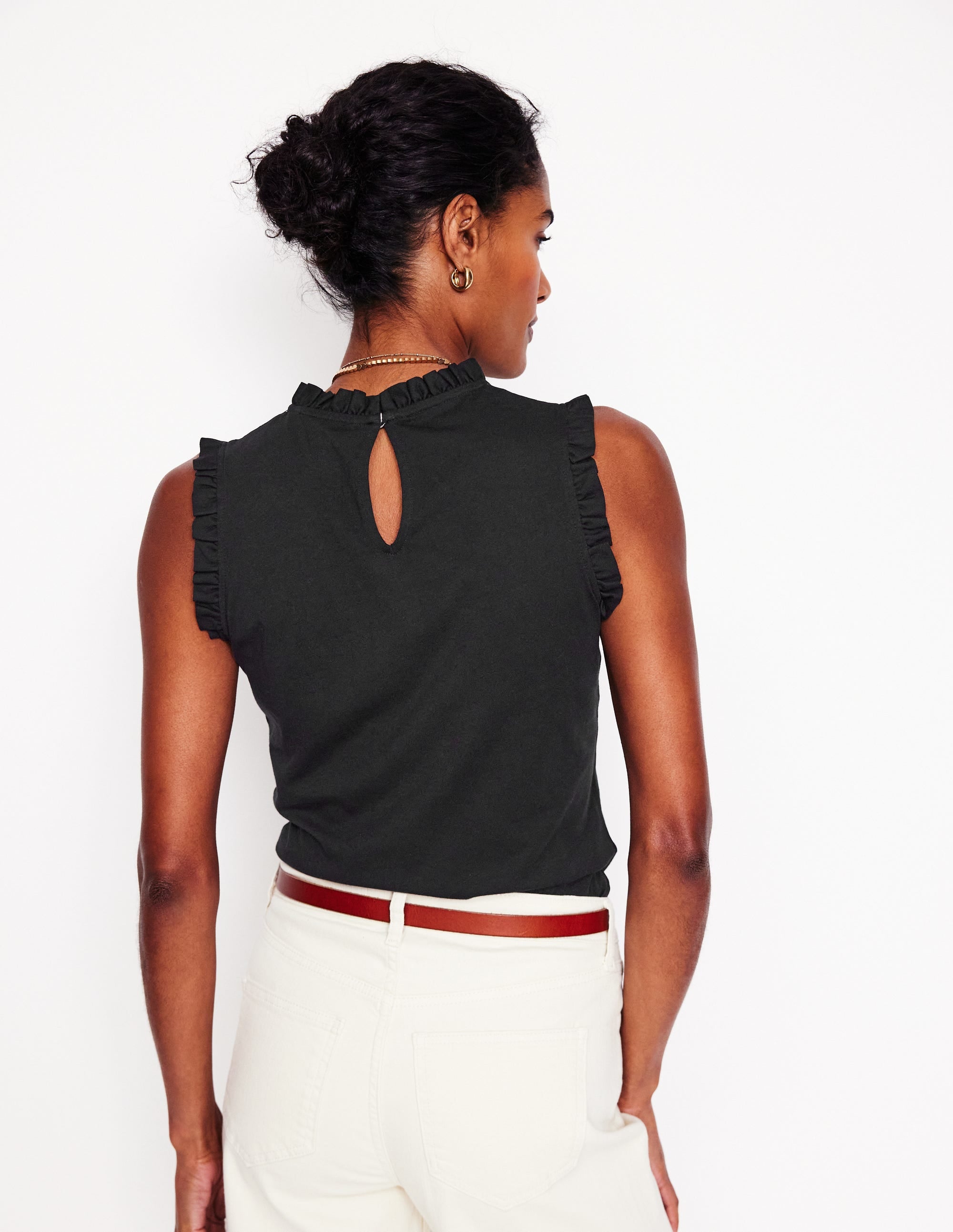  Supersoft Frill Detail Vest-Black、mySite、ashleygrahame