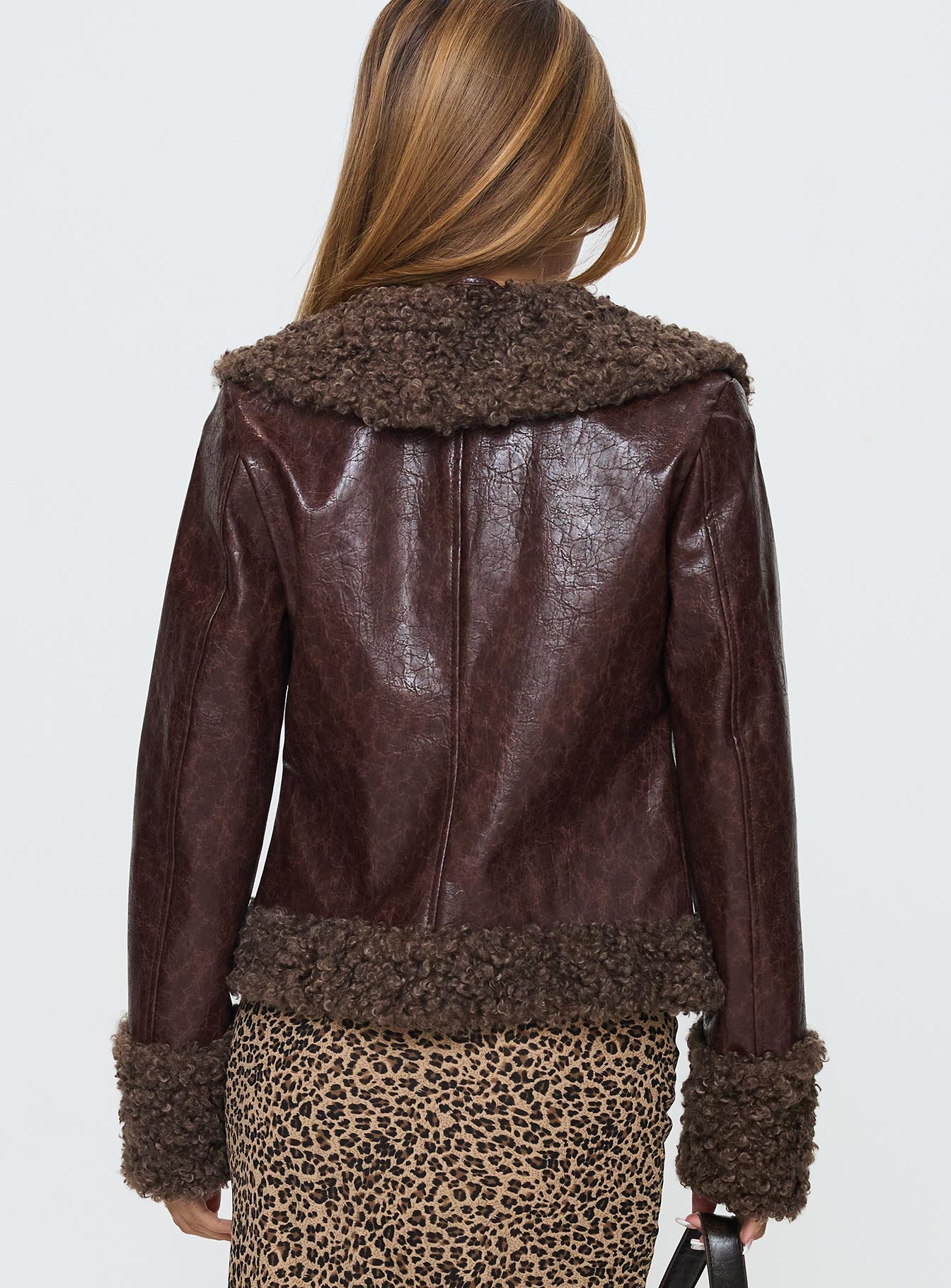 Found A Reason Faux Leather Jacket Brown、mySite、solidvoid