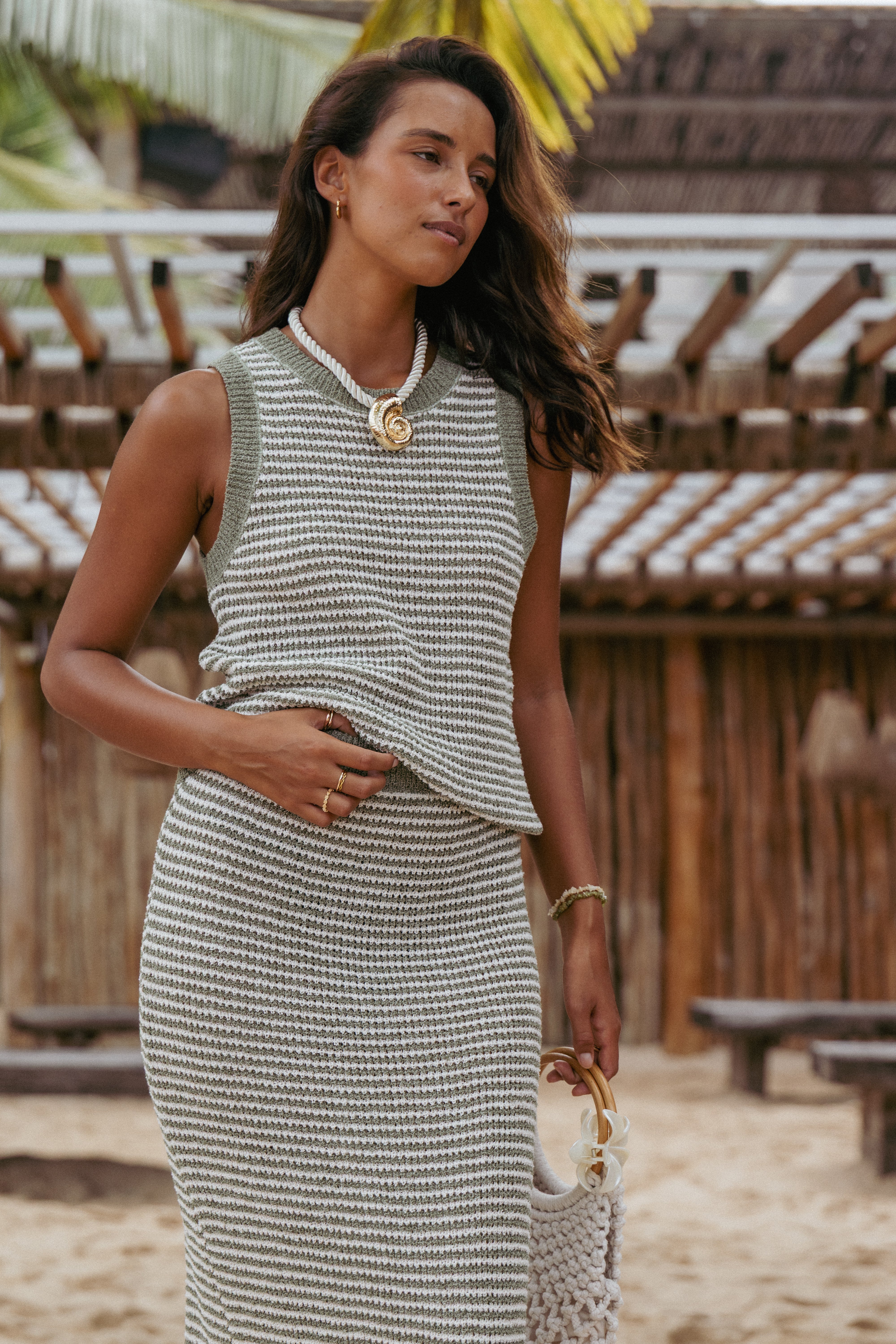  Arella Knit Top - Sage/Cream、mySite、sugarbowlscore