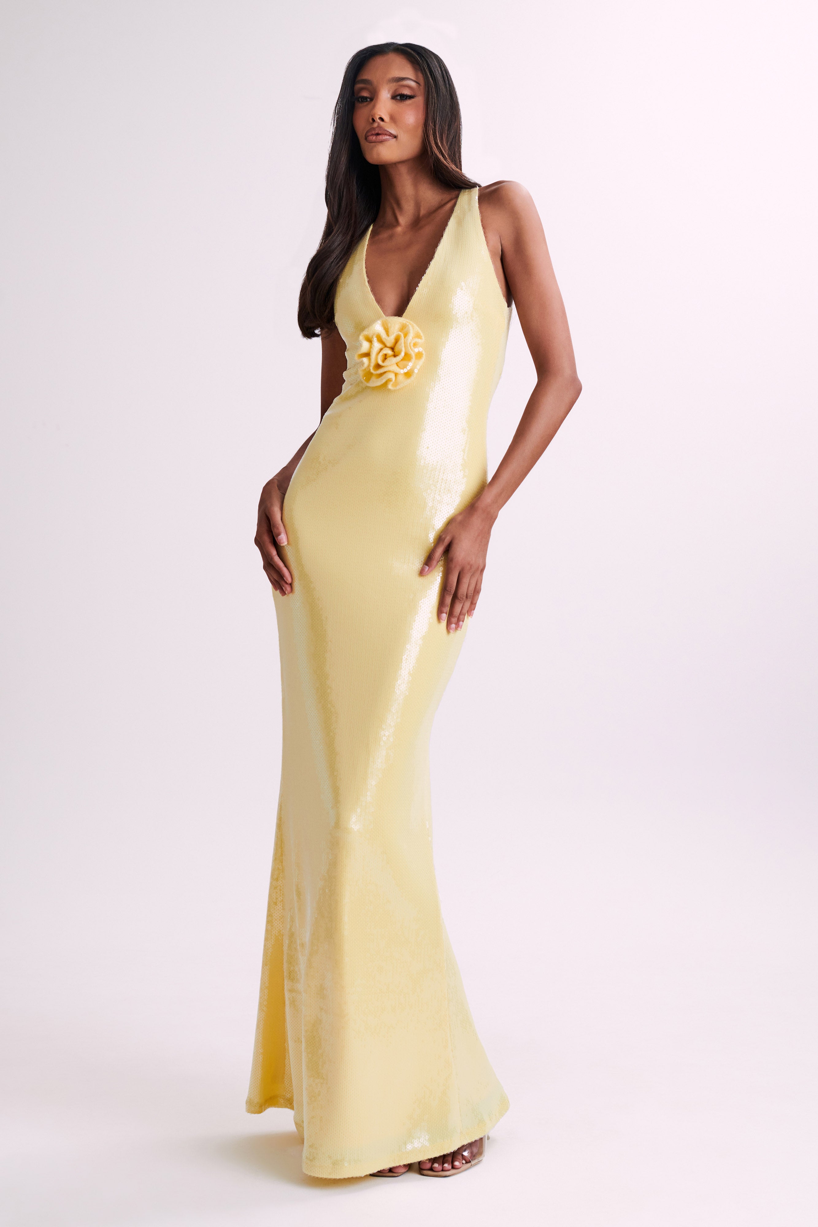 Eliza Rose Sequin Maxi Dress - Lemon、mySite、solidvoid