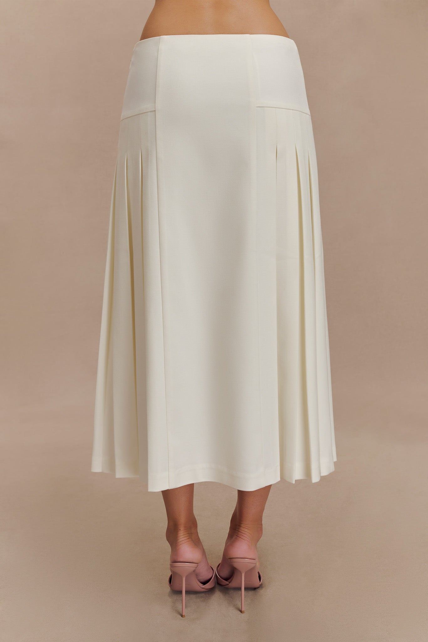 Brigette Pleated Midi Skirt - Ivory、mySite、solidvoid