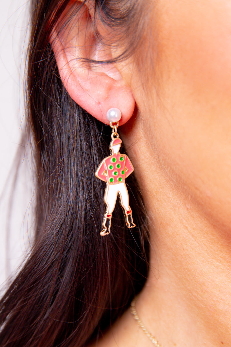 Jockey Rider Enamel Earrings-Orange - FINAL SALE、mySite、hinf8tx79