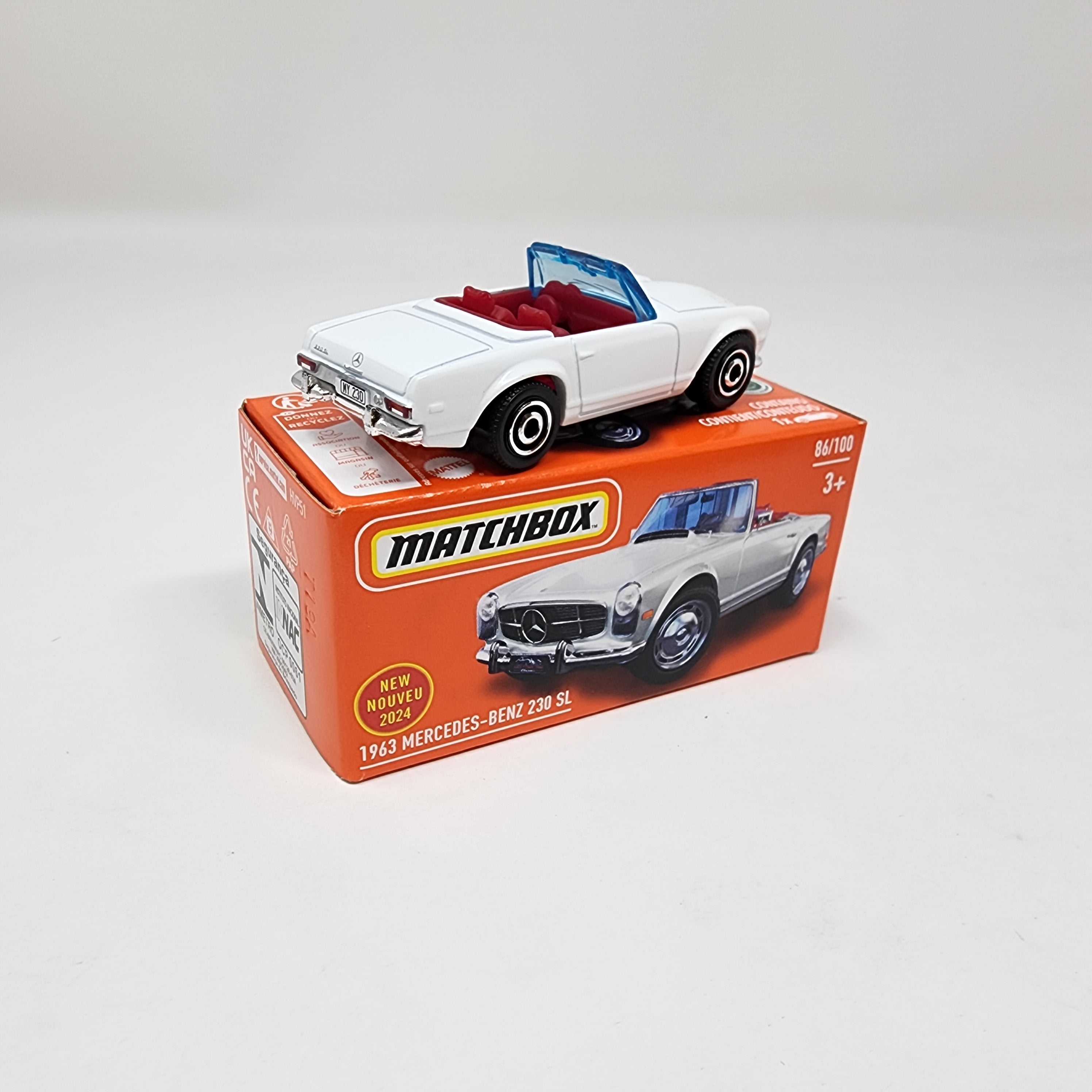 1963 Mercedes-Benz 230 SL #86 * WHITE * 2024 Matchbox Power Grabs Case J、mySite、hgirdovlk