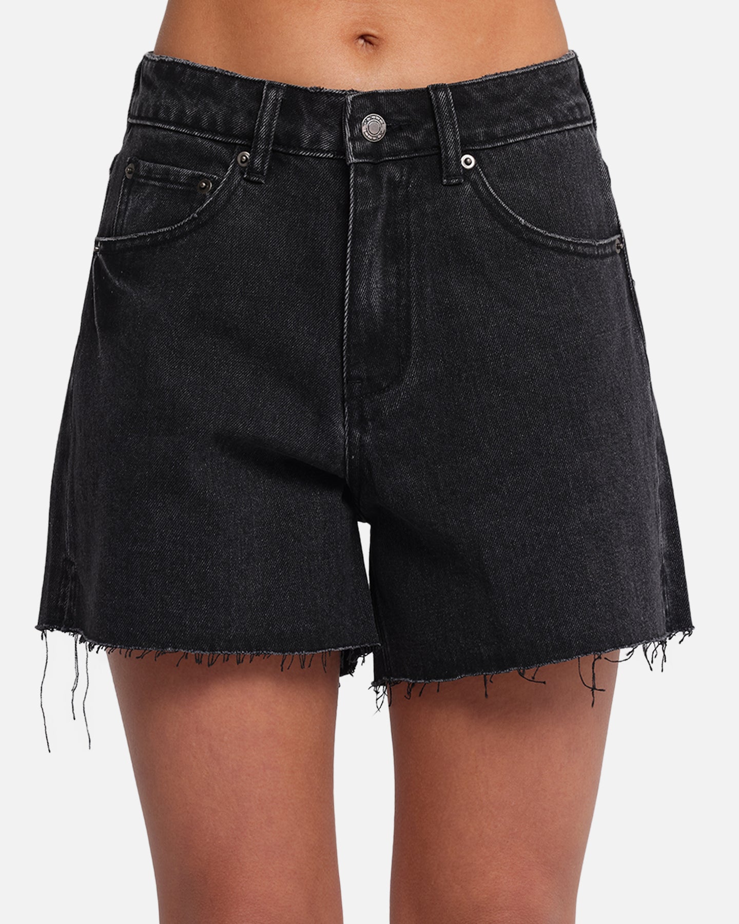 XXIII Women's High Cut A-Line Denim Shorts Washed Black、mySite、zt4zffjzw