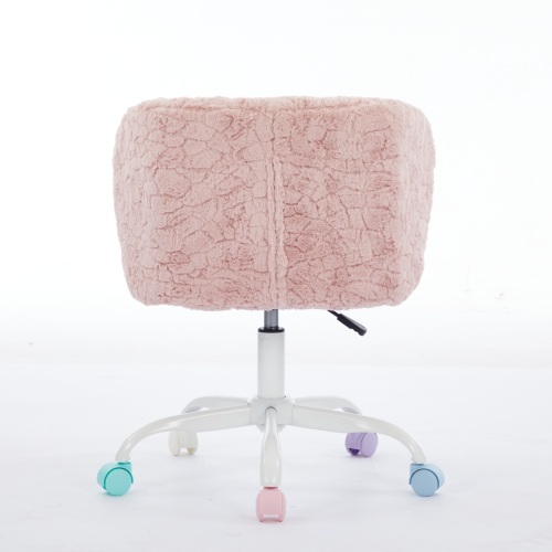 A&A Furniture Office Chair,Artificial rabbit hair Home Office Chair with Golden Metal Base,Adjustable Desk Chair Swivel Office Chair,Vanity Chair(Orange)、、casual