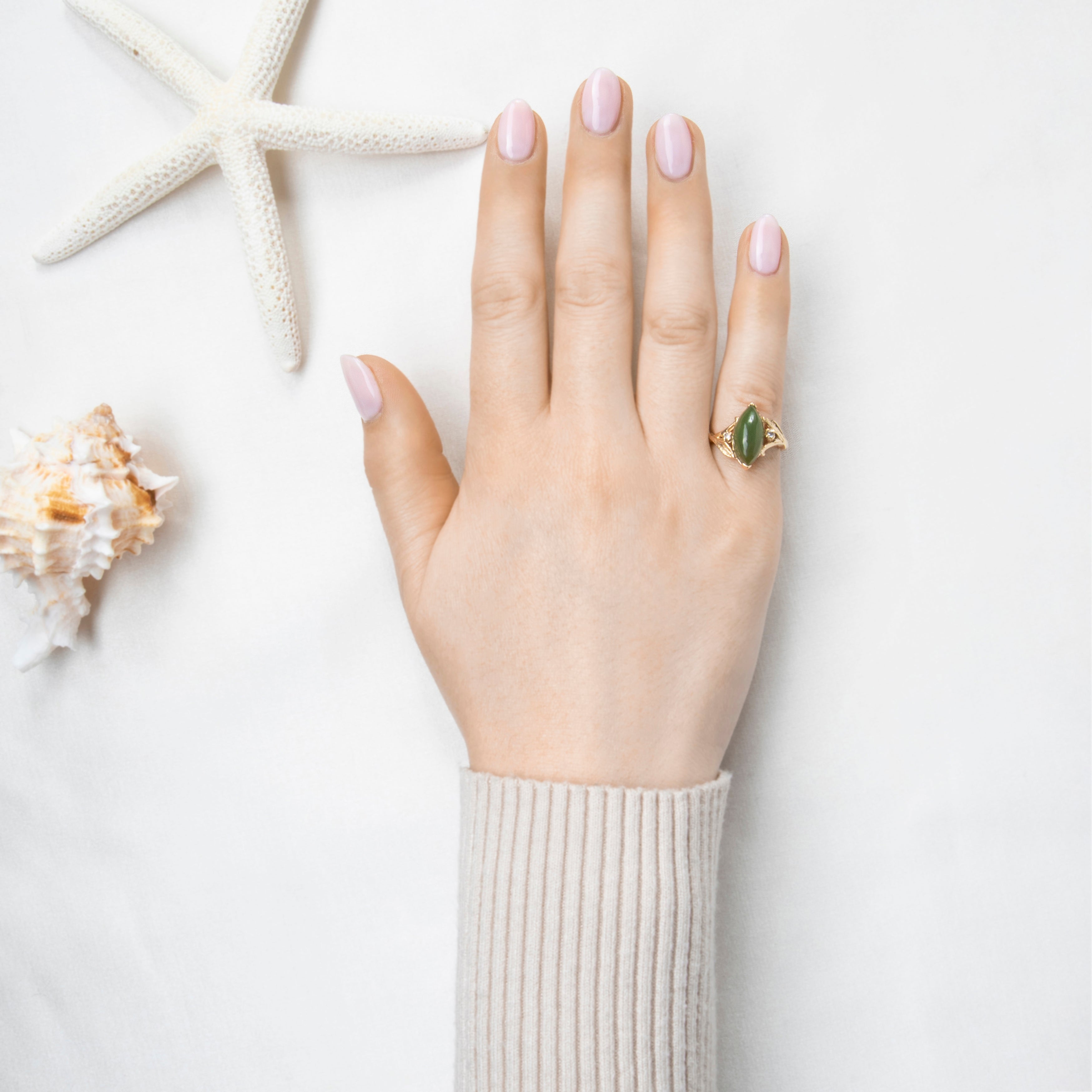 Vintage 10k Yellow Gold 3.5ct Jade Diamond Lovely Leafy Navette Ring 6.00、mySite、hinf8tx79