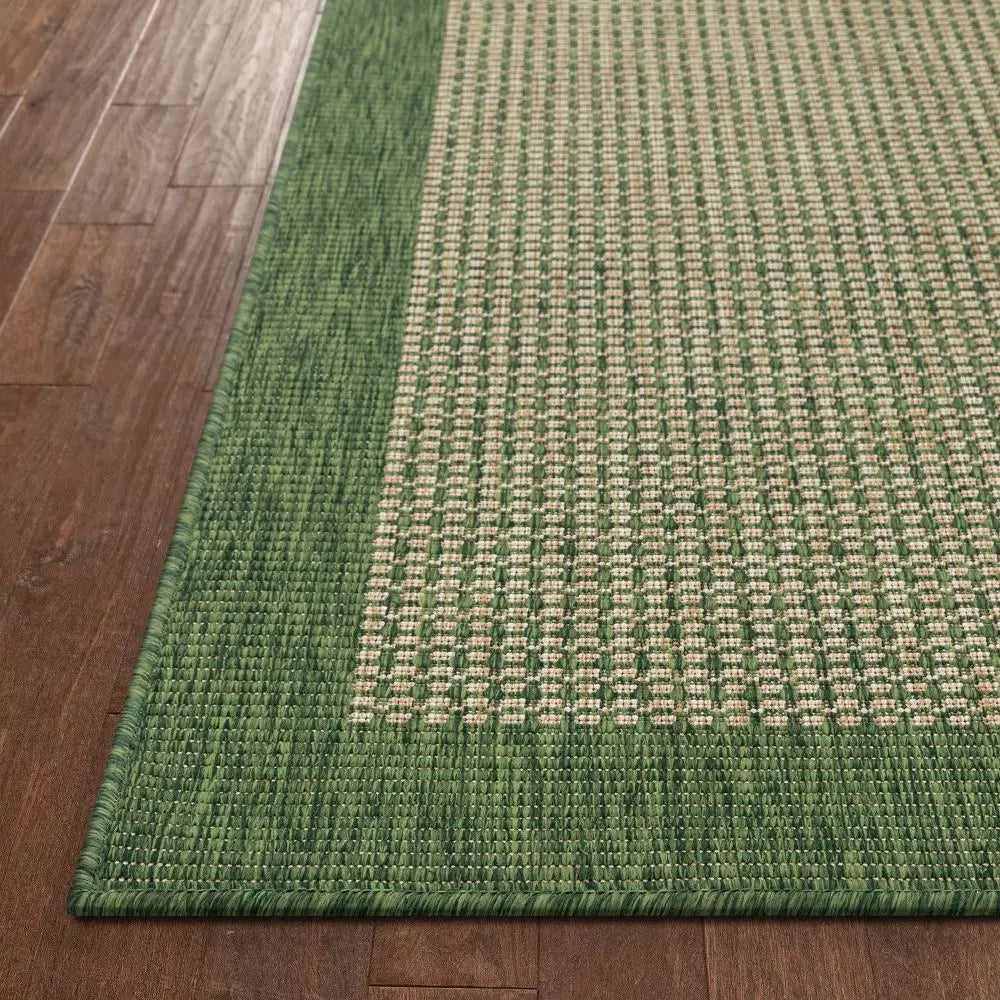 Odin Solid & Striped Border Indoor Outdoor Green Flatweave Rug、mySite、gigharbornorthrealestate