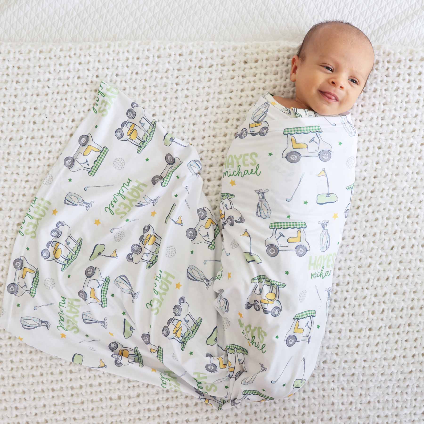  Country Club Cuties Personalized Swaddle Blanket | Blue、mySite、layawaytickets