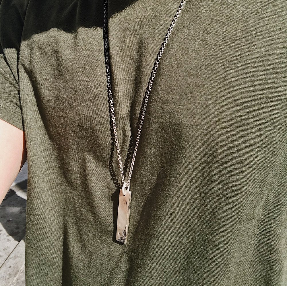  Weathered Silver Bar with Silver Chain、mySite、merchandisen