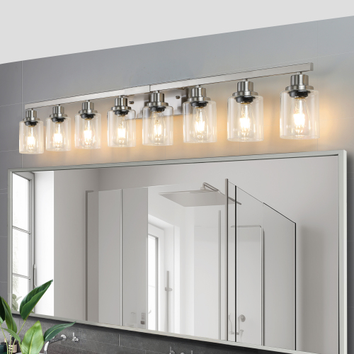 37" Golden 6-Light Vanity Light with Clear Glass Shades, Modern Iron Metal Bathroom Wall Fixture for Mirror, Ideal for Bathroom and Dressing Table (No Bulbs)、、eastwooduniform