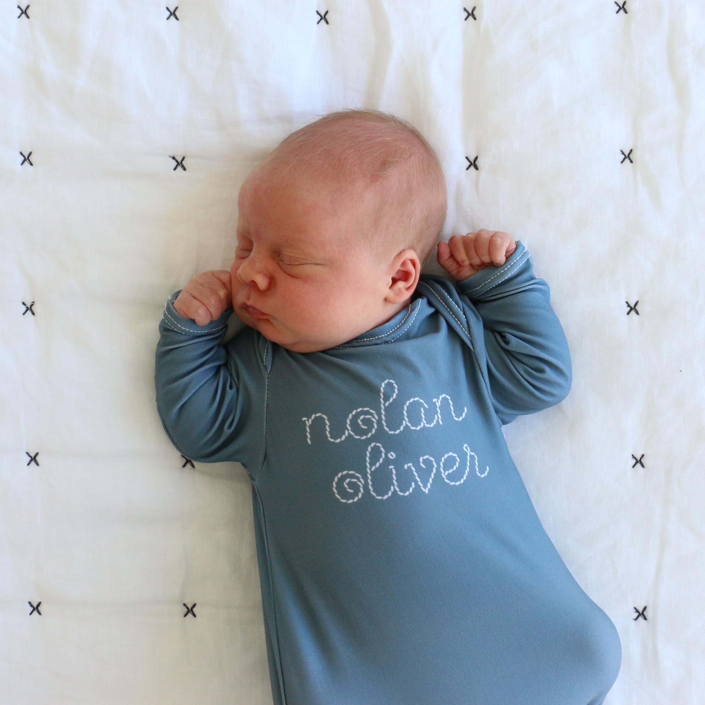  Personalized Stitched Newborn Baby Knot Gown | Ocean Blues、mySite、layawaytickets