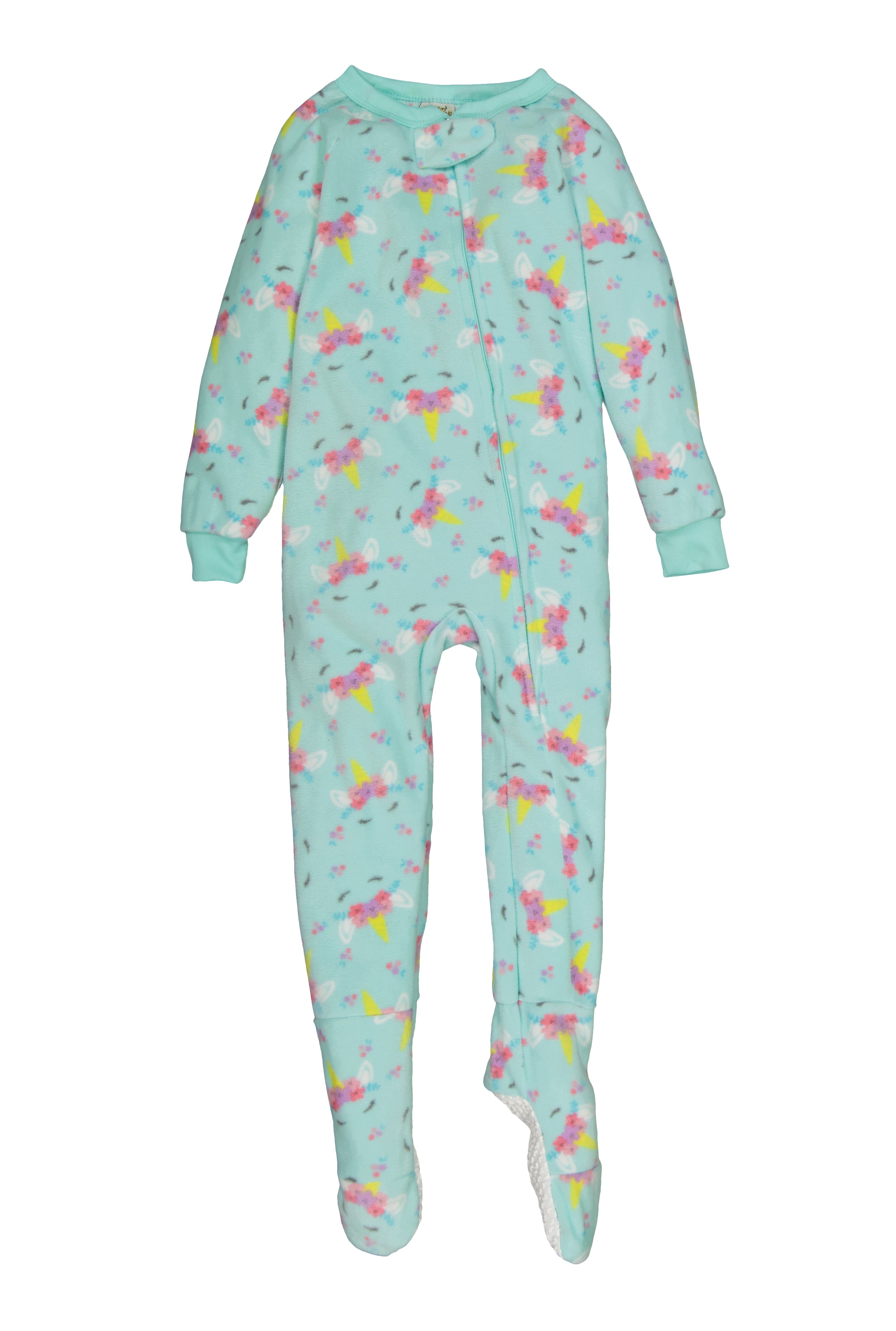 Girls Fleece Unicorn Floral Print Footed Pajamas、mySite、camillekostekn