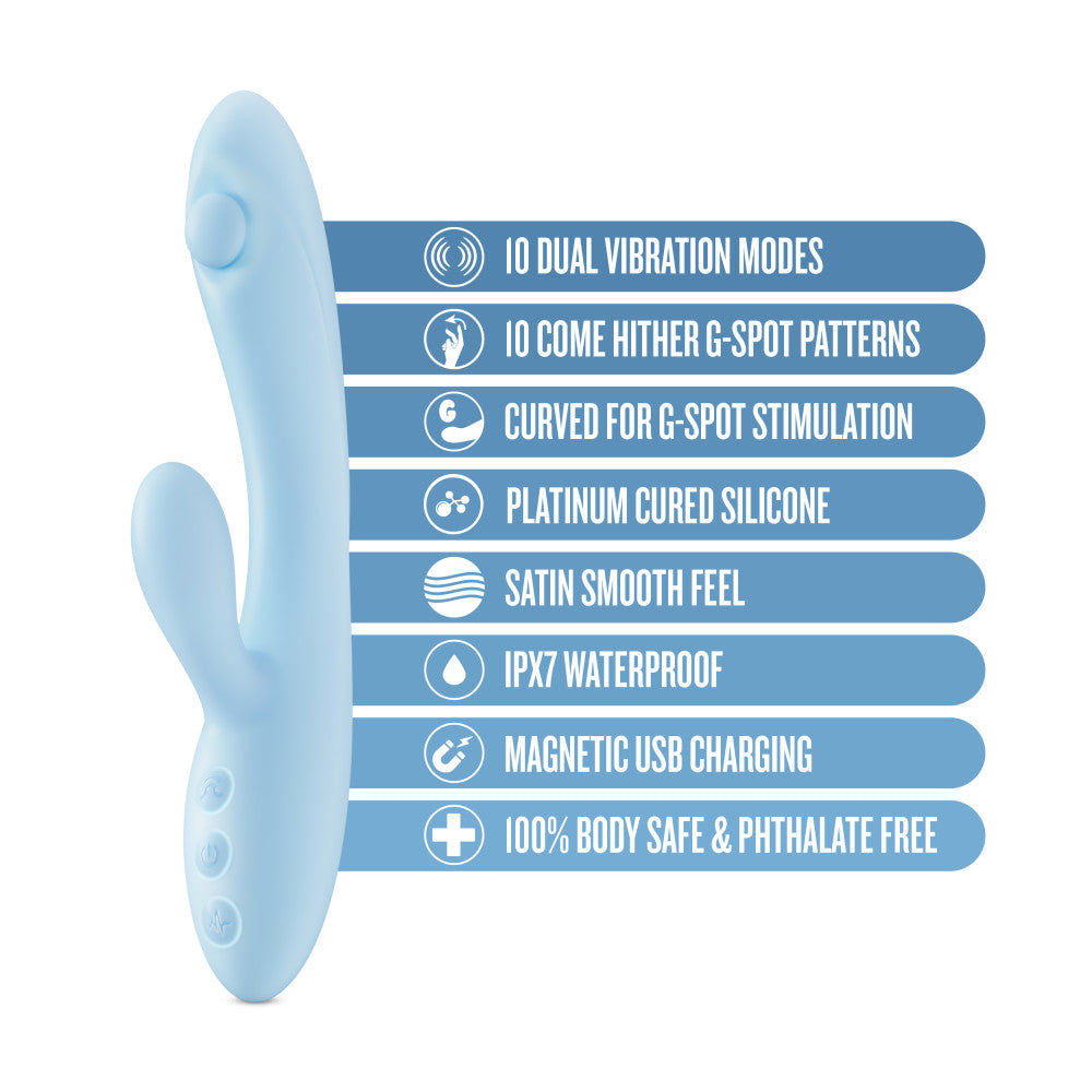 Play With Me By Blush® | Moondust Magic - 8 Inch G Spot Clitoral Rabbit Vibrator - 10 Dual Vibration Modes - Soft Silicone - Blue、mySite、bottomscart