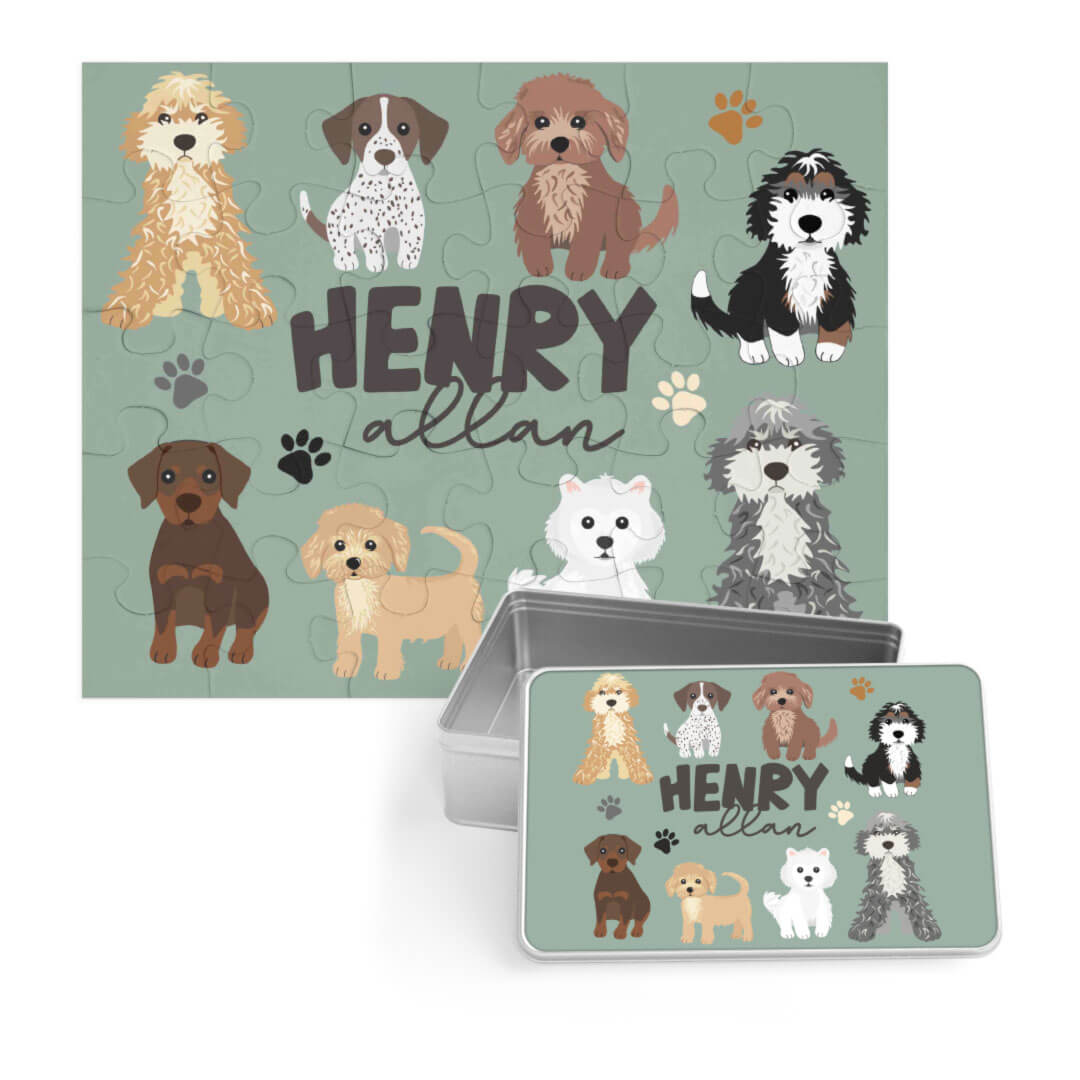  Kids Personalized 30 Piece Puzzle | Green Puppy Pals、mySite、layawaytickets