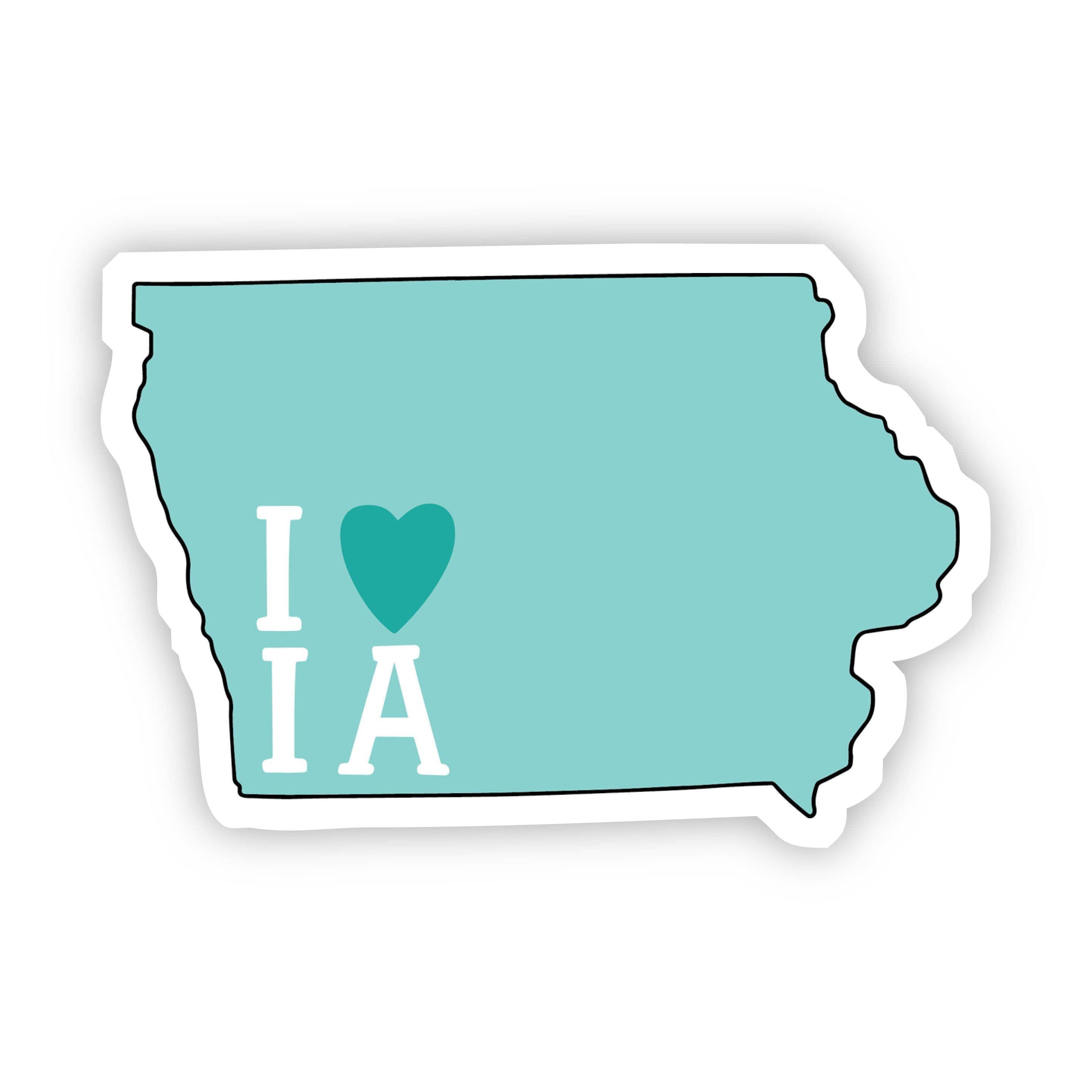  I Love Iowa Teal Sticker、mySite、elrpsem3k