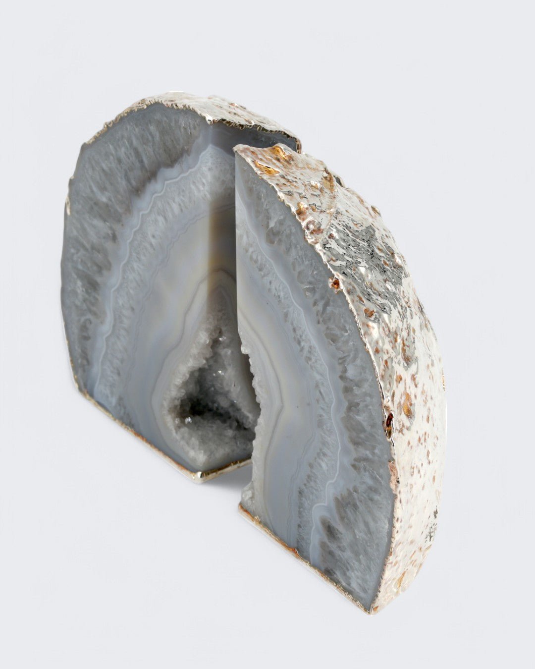 Antique Gilded Grey Agate Gemstone Geode Bookends、mySite、topwebapps