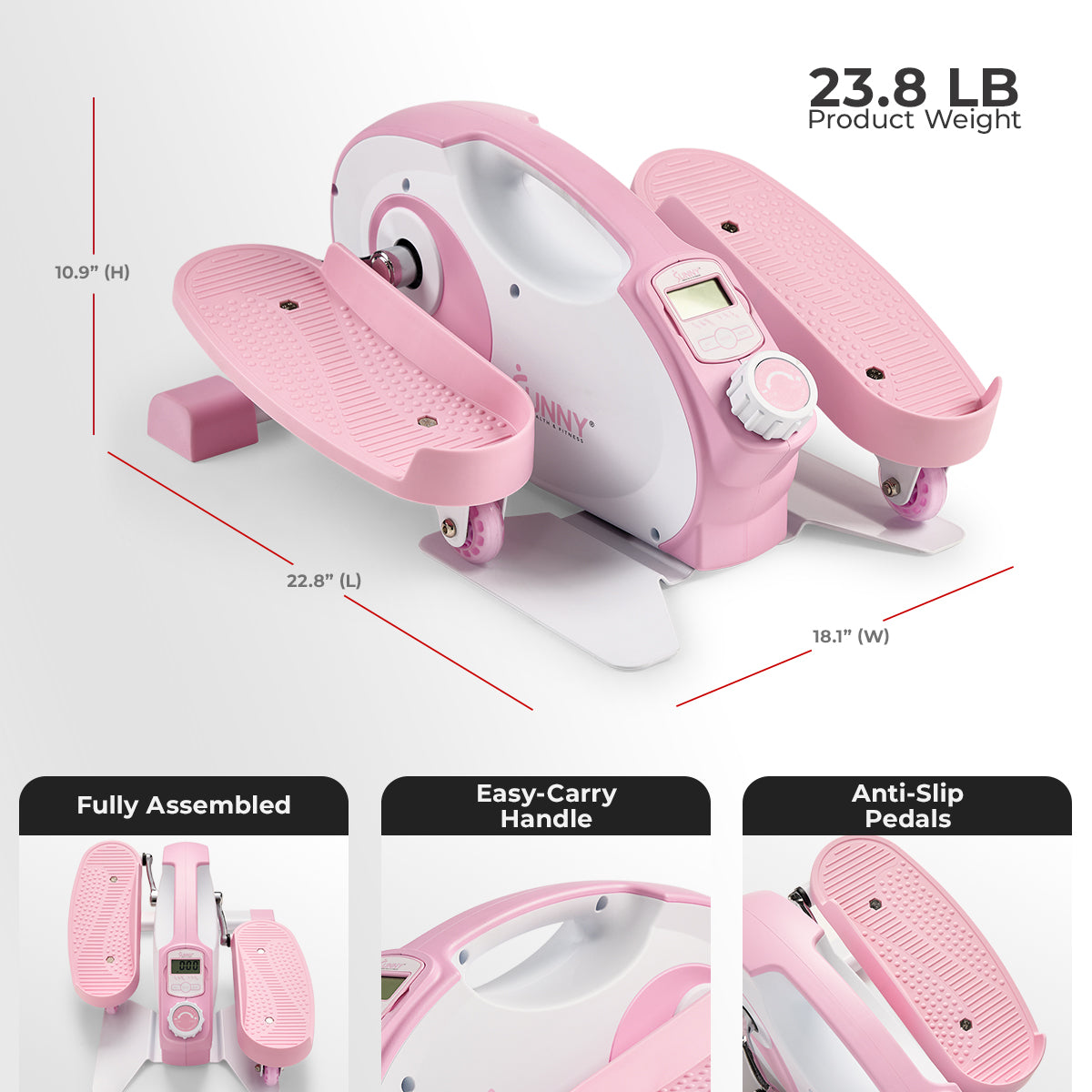  Smart Pink Under Desk Mini Elliptical Exercise Trainer、mySite、ghnorth