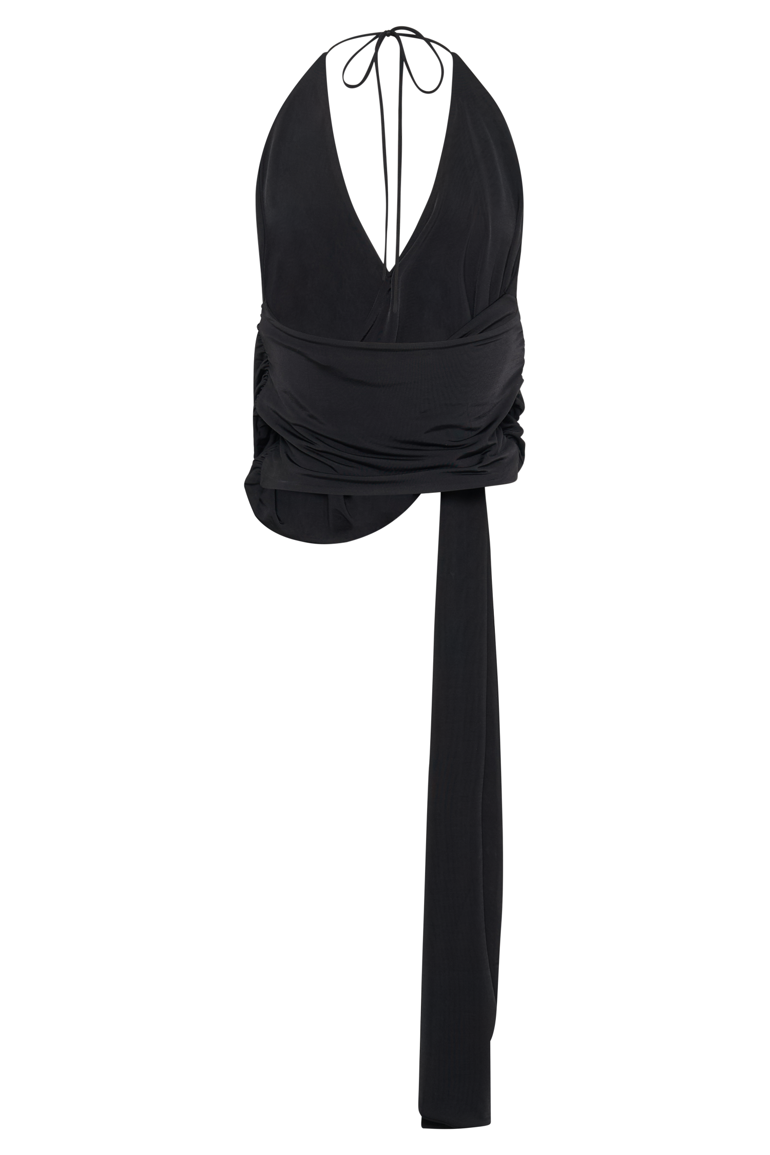 Tyla Draped Slinky Halter Top - Black、mySite、solidvoid