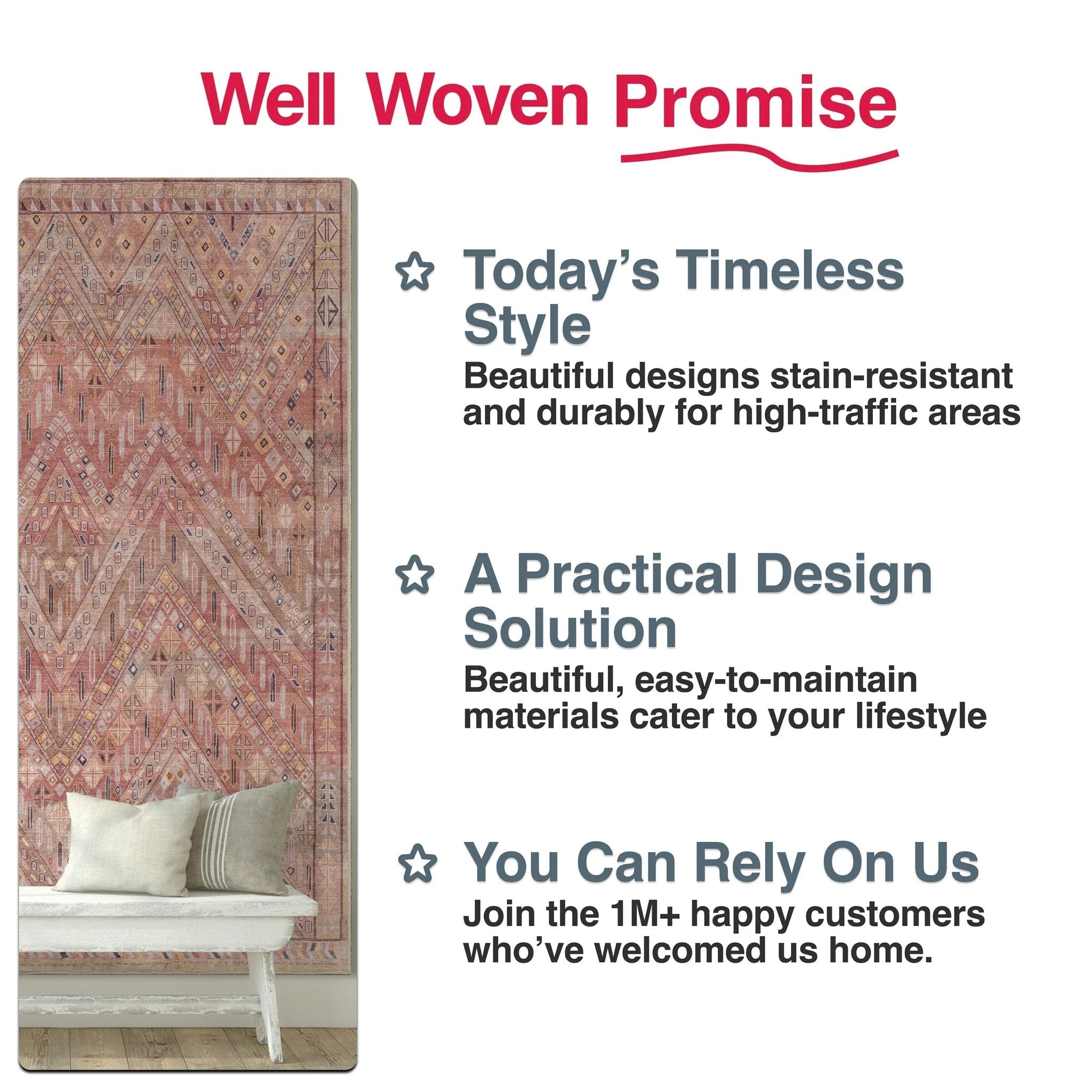 Anya Vintage Tribal Chevron Pink Beige Rust Flat-Weave Rug、mySite、gigharbornorthrealestate