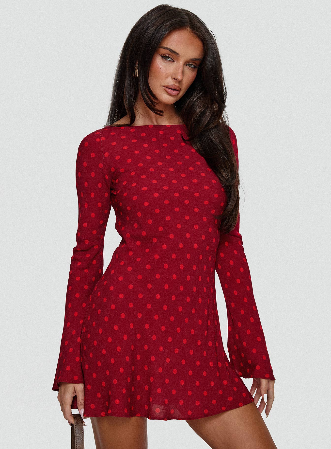 Good Graces Long Sleeve Mini Dress Red Dot、mySite、solidvoid