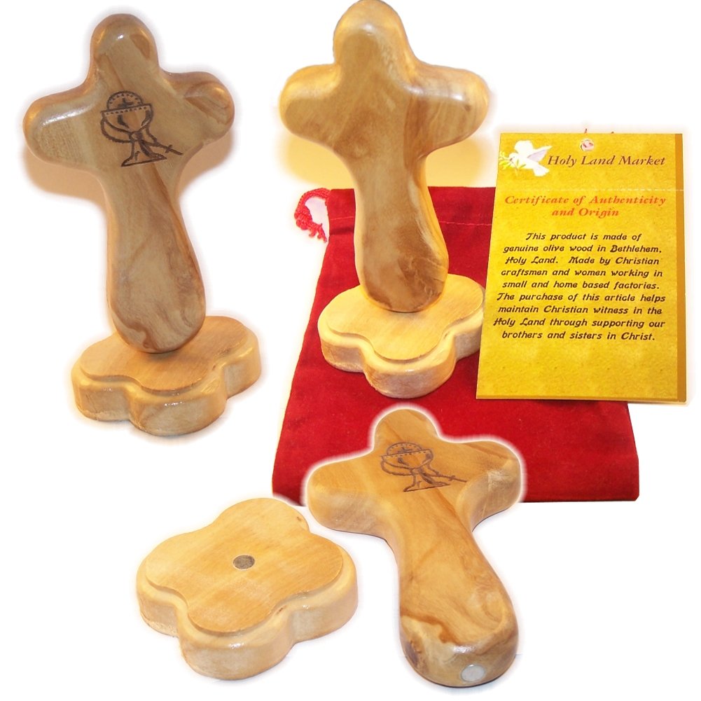  Holy Land Market Catholic Communion/Rosary - Hand or Table Cross. Package. Comes with Velvet Bag & Lord's Prayer Card - 4 Cross、mySite、elrpsem3k