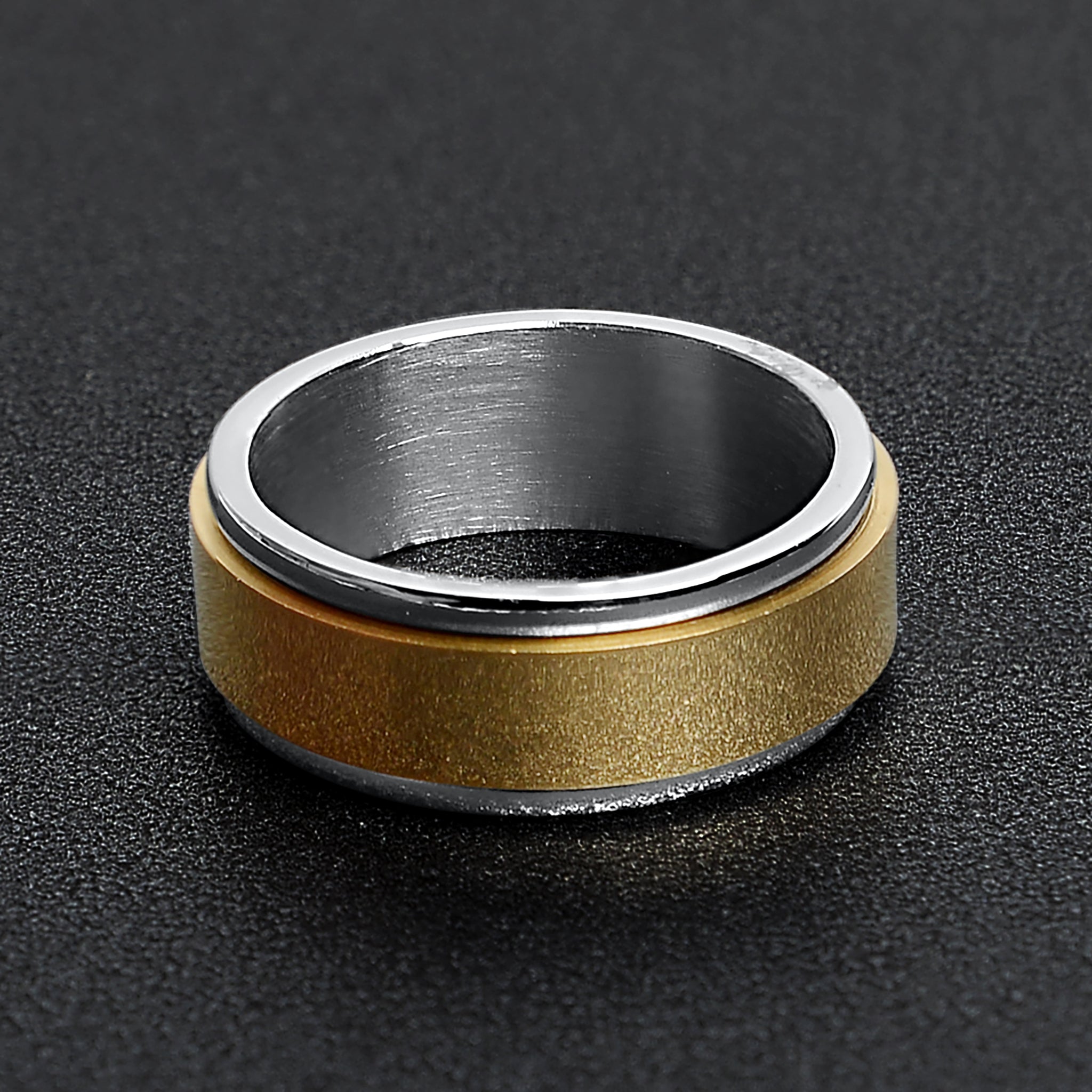 18K Gold PVD Center Stainless Steel Spinner Polished Ring / SRJ2451、mySite、dreamappss
