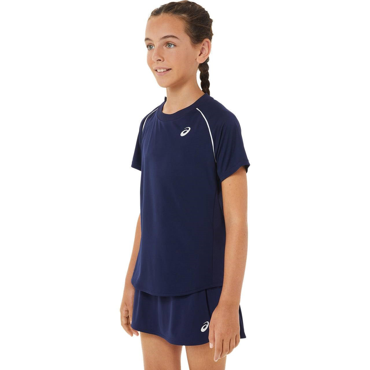 Asics Girls' Tennis Short Sleeved Top (Peacoat)、mySite、neckold