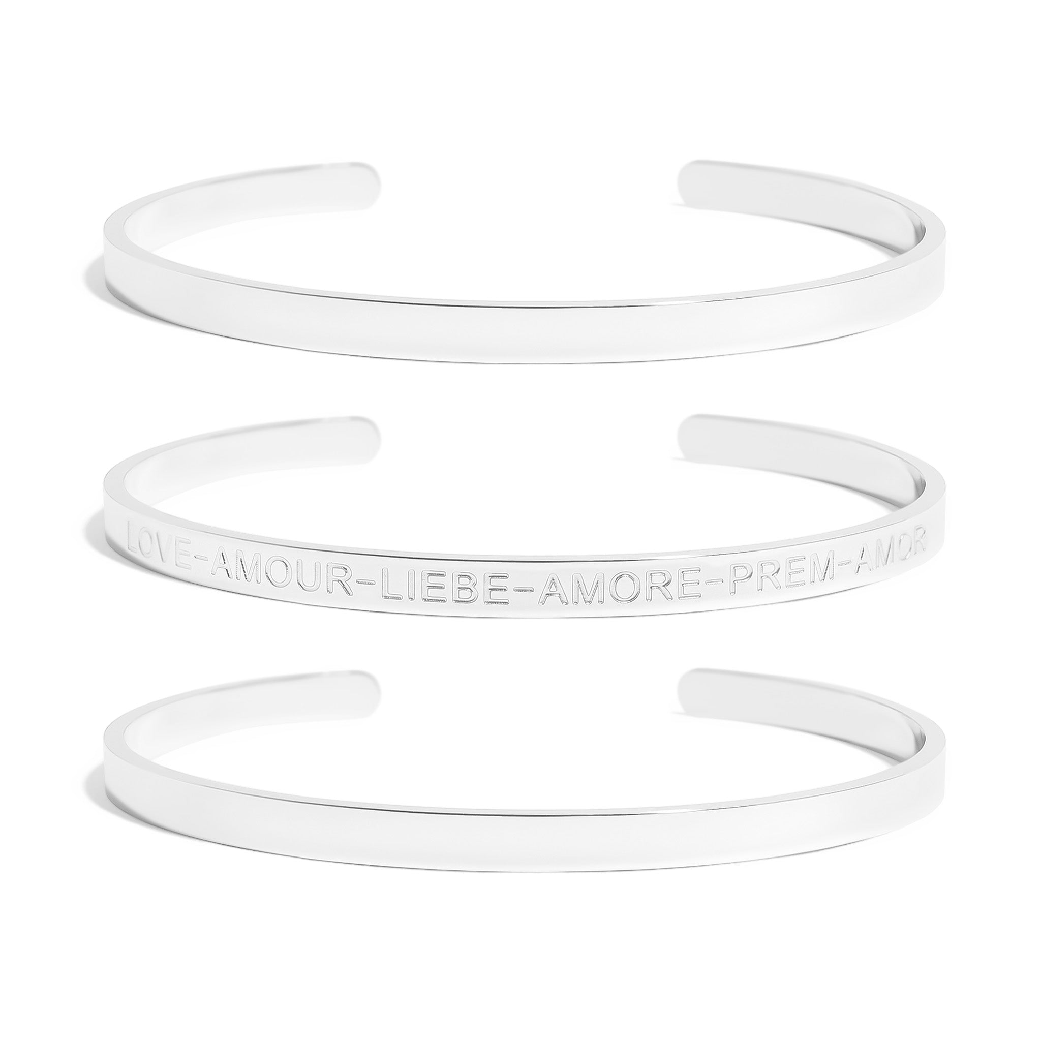 18K Gold PVD Stainless Steel Love Languages 3 Pc Bangle Set / BRJ1012、mySite、dreamappss