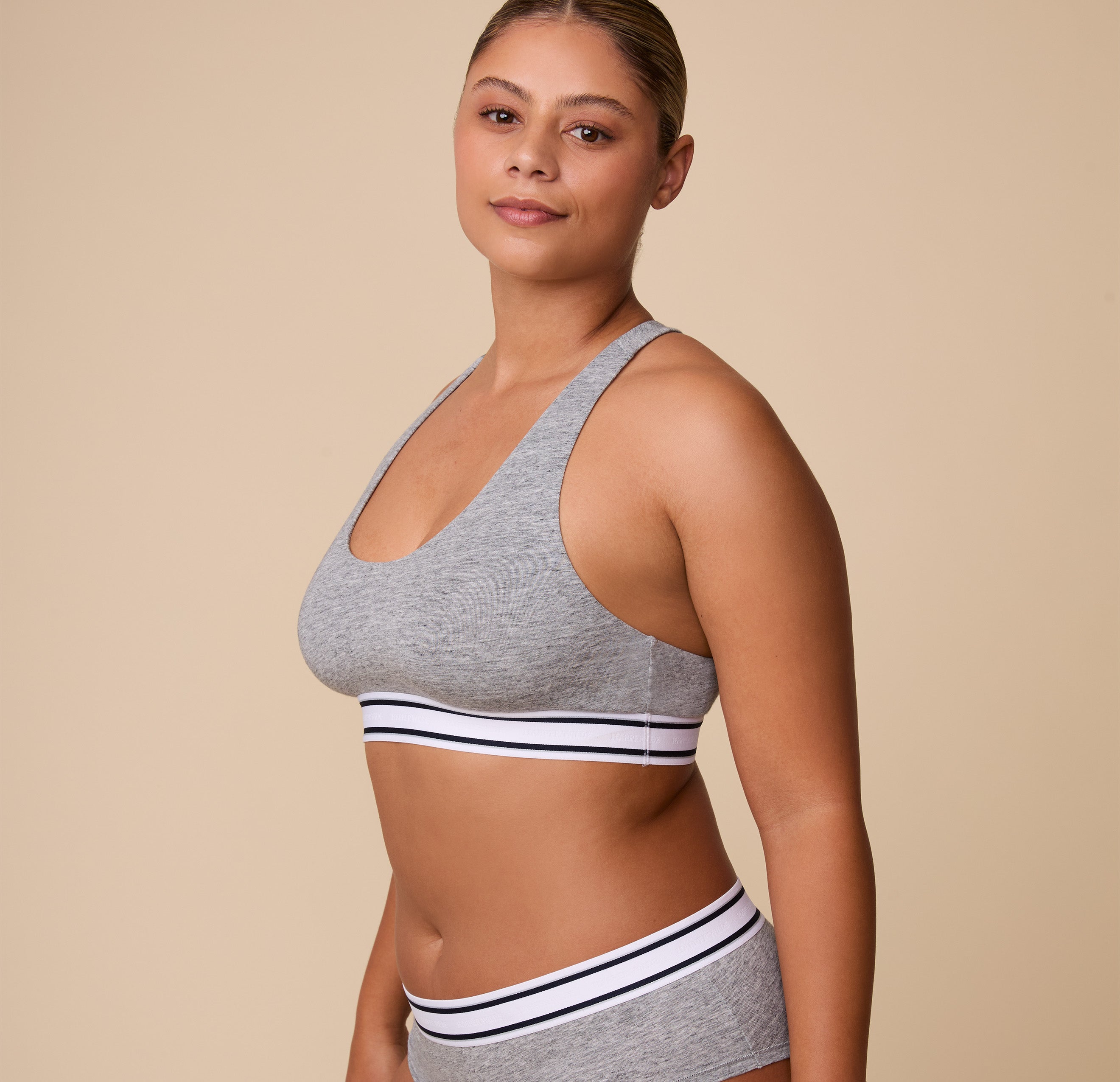 Cloud Cotton Retro Racerback Bralette - Heather Charcoal、mySite、bengalsvssteelers