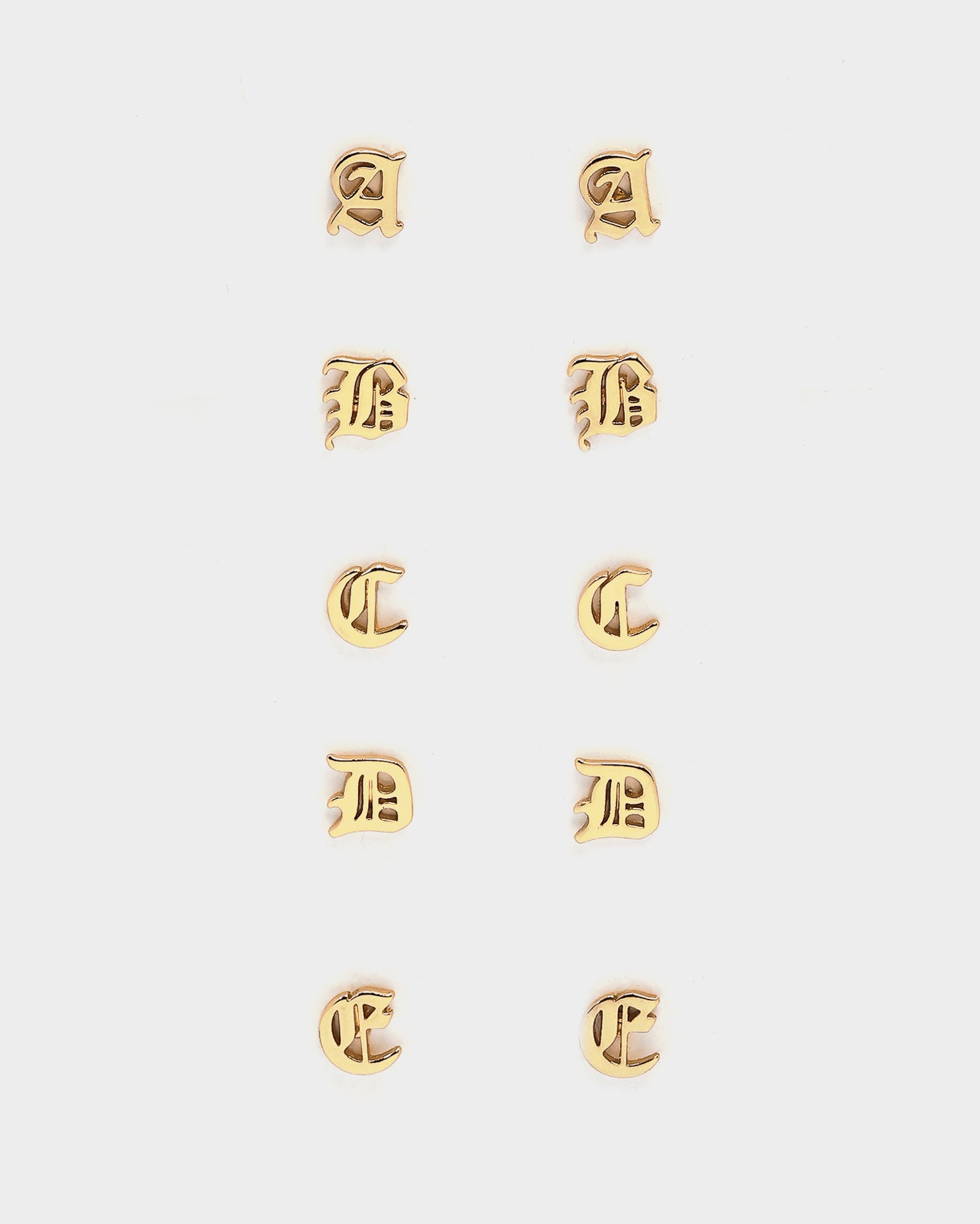 Raising Hell Women's Gothic Alphabet Stud Earrings Gold、mySite、zt4zffjzw