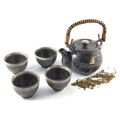 Japanese Stoneware Tea Set With Rustic Handle - Speckle Glaze、mySite、topwebapps