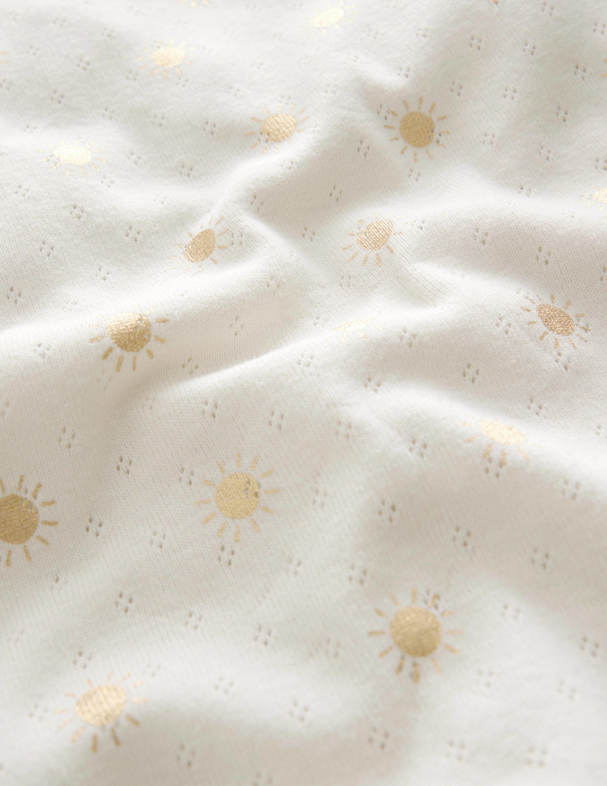  Short-Sleeved Pointelle Top-Ivory/Gold Suns、mySite、ashleygrahame