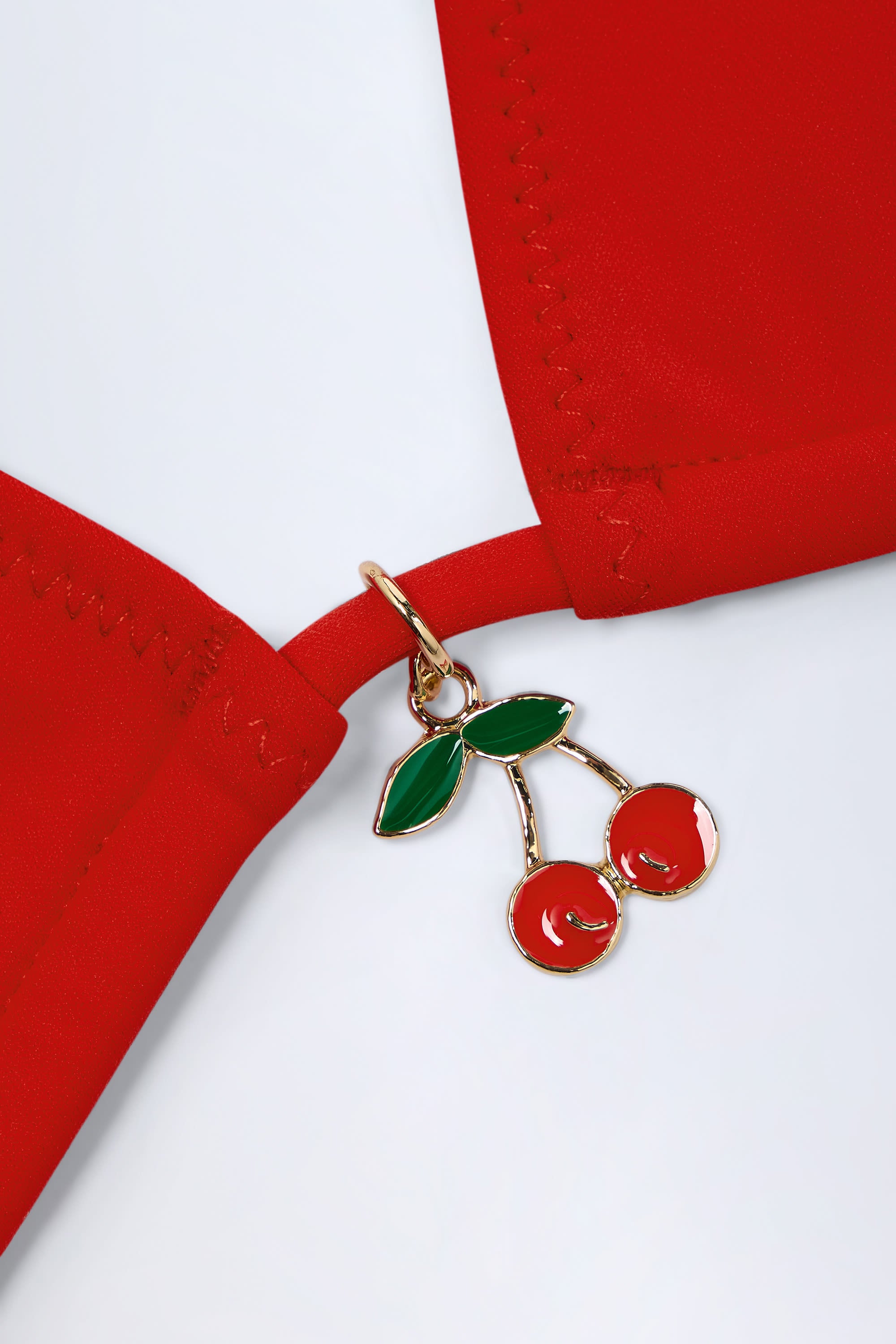  Charm-Detail Triangle Bikini Top in Fiery Red、mySite、sugarbowlscore