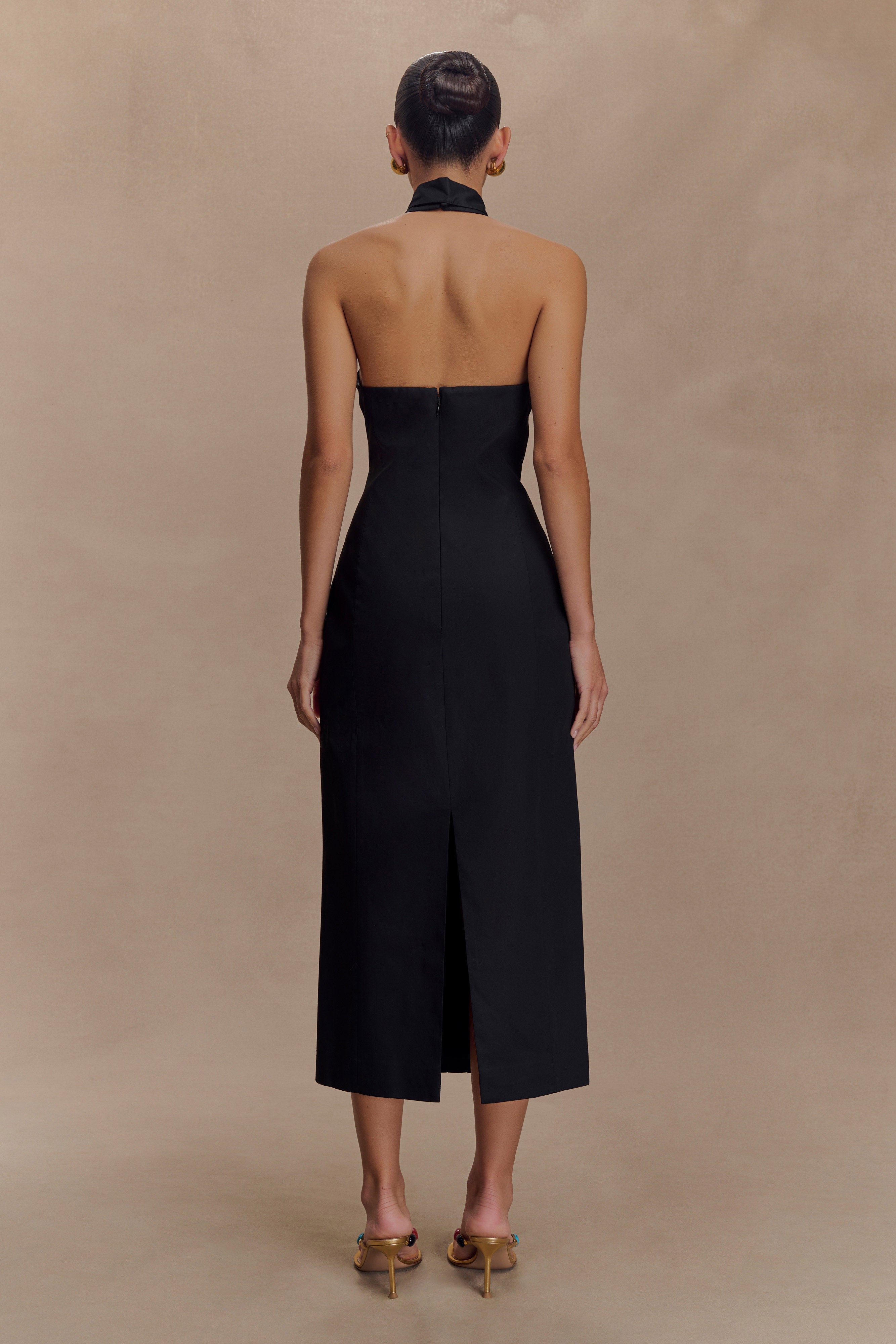 Simona Halter Neck Midi Dress - Black、mySite、solidvoid