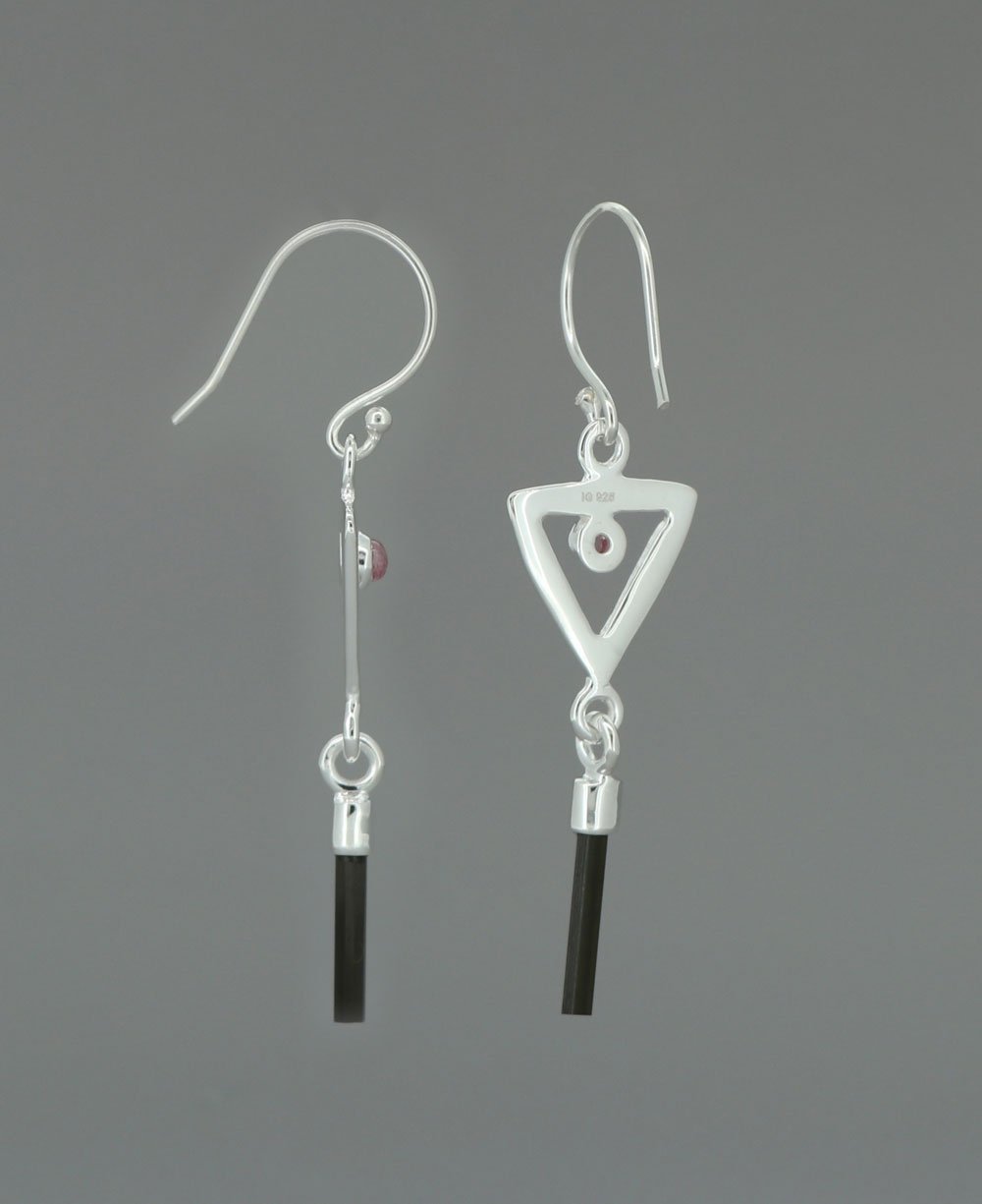 Sterling Silver Inverted Delta Earrings with Pink and Green Tourmaline、mySite、topwebapps