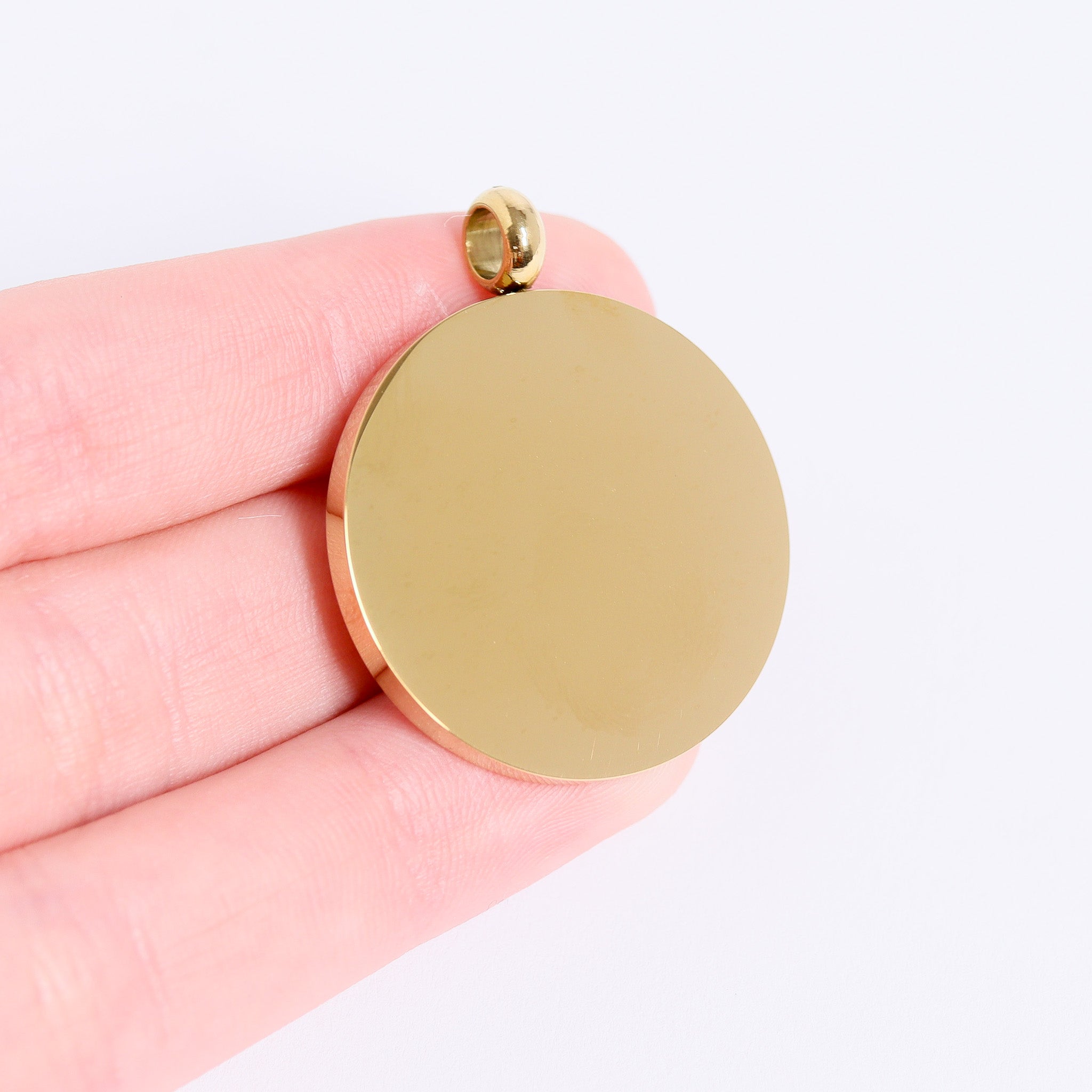 18K Gold PVD Stainless Steel Blank Round Pendant / PDJ0400、mySite、dreamappss