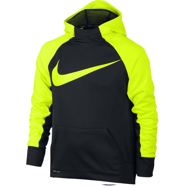 Nike Youth Therma Swoosh Graphic Hoodie Black/Volt、mySite、noshort
