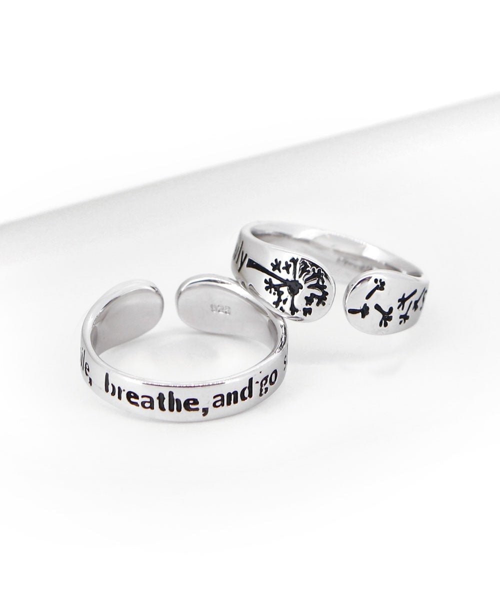 Smile, Breathe, and Go Slowly Sterling Adjustable Ring、mySite、topwebapps