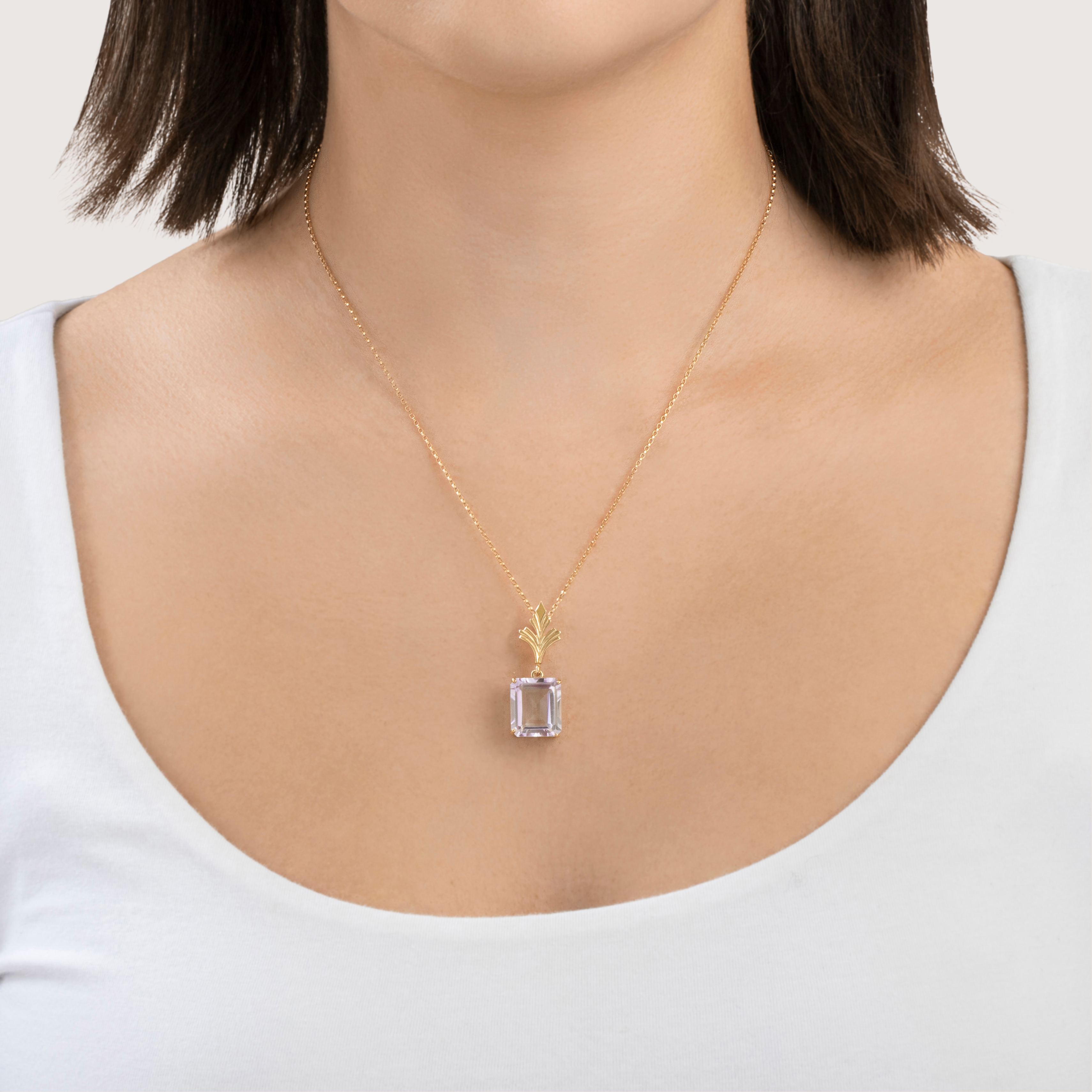 Vintage Large 14k Yellow Gold 7.8ct Amethyst Stunning Emerald Cut Slide Pendant、mySite、hinf8tx79