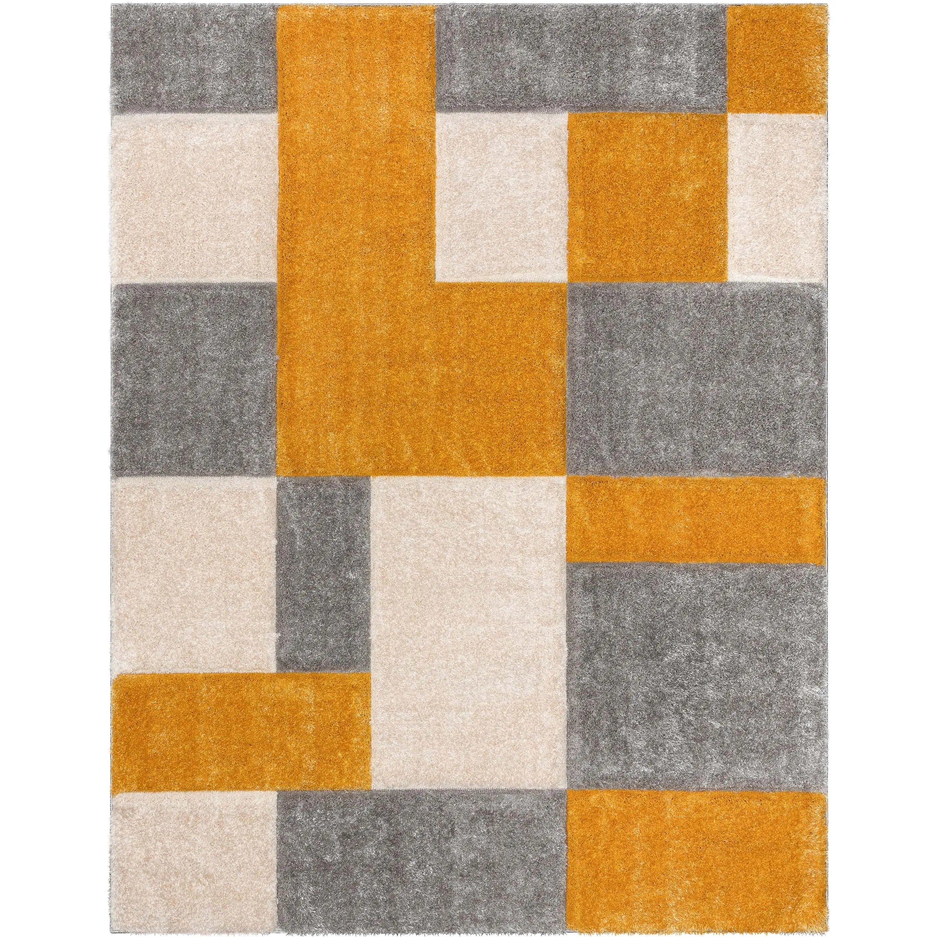 Escondido Yellow Modern Geometric 3D Textured Shag Rug By Chill Rugs、mySite、gigharbornorthrealestate
