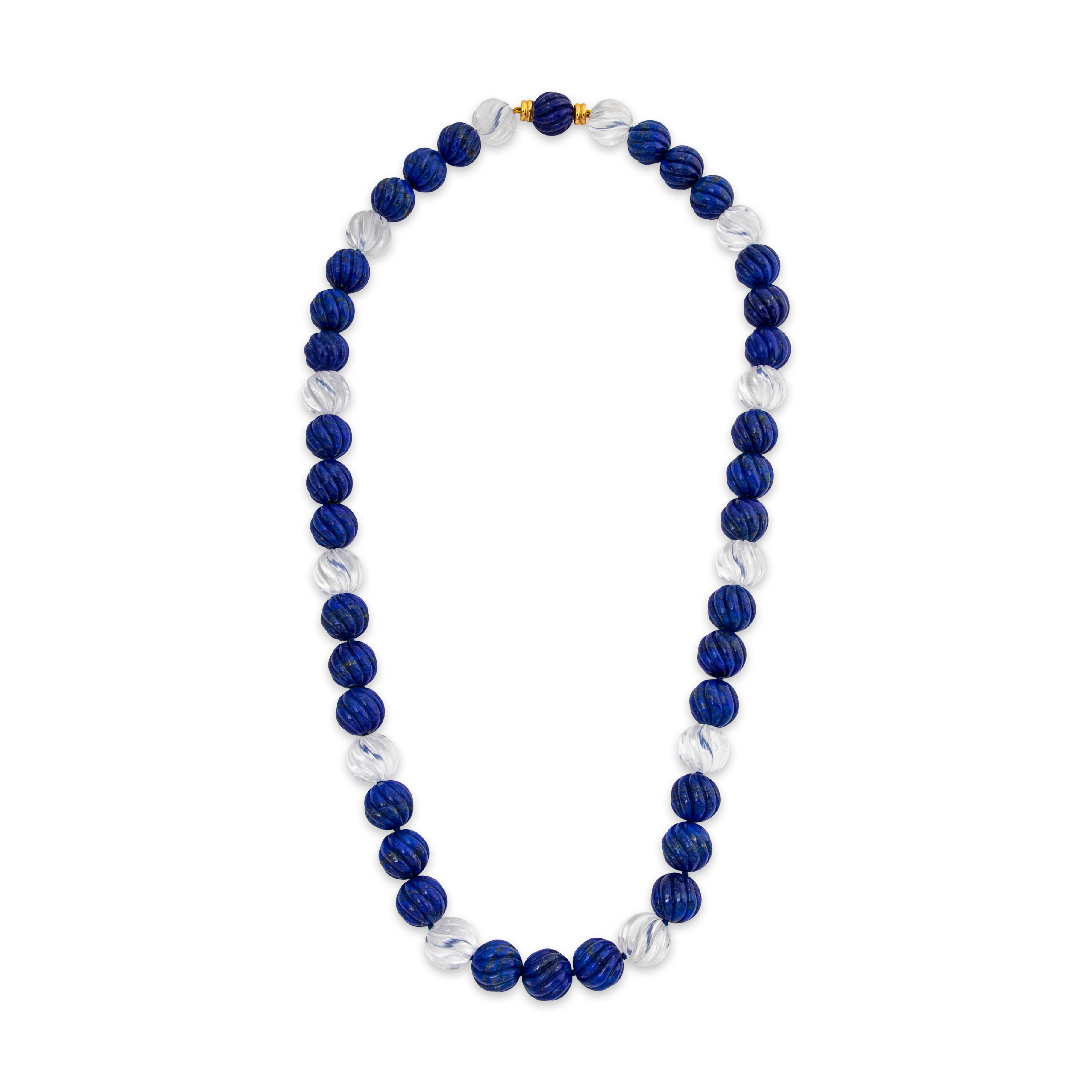Abbott & Oaks 18k Yellow Gold Carved Lapis Crystal Necklace 24.5、mySite、hinf8tx79