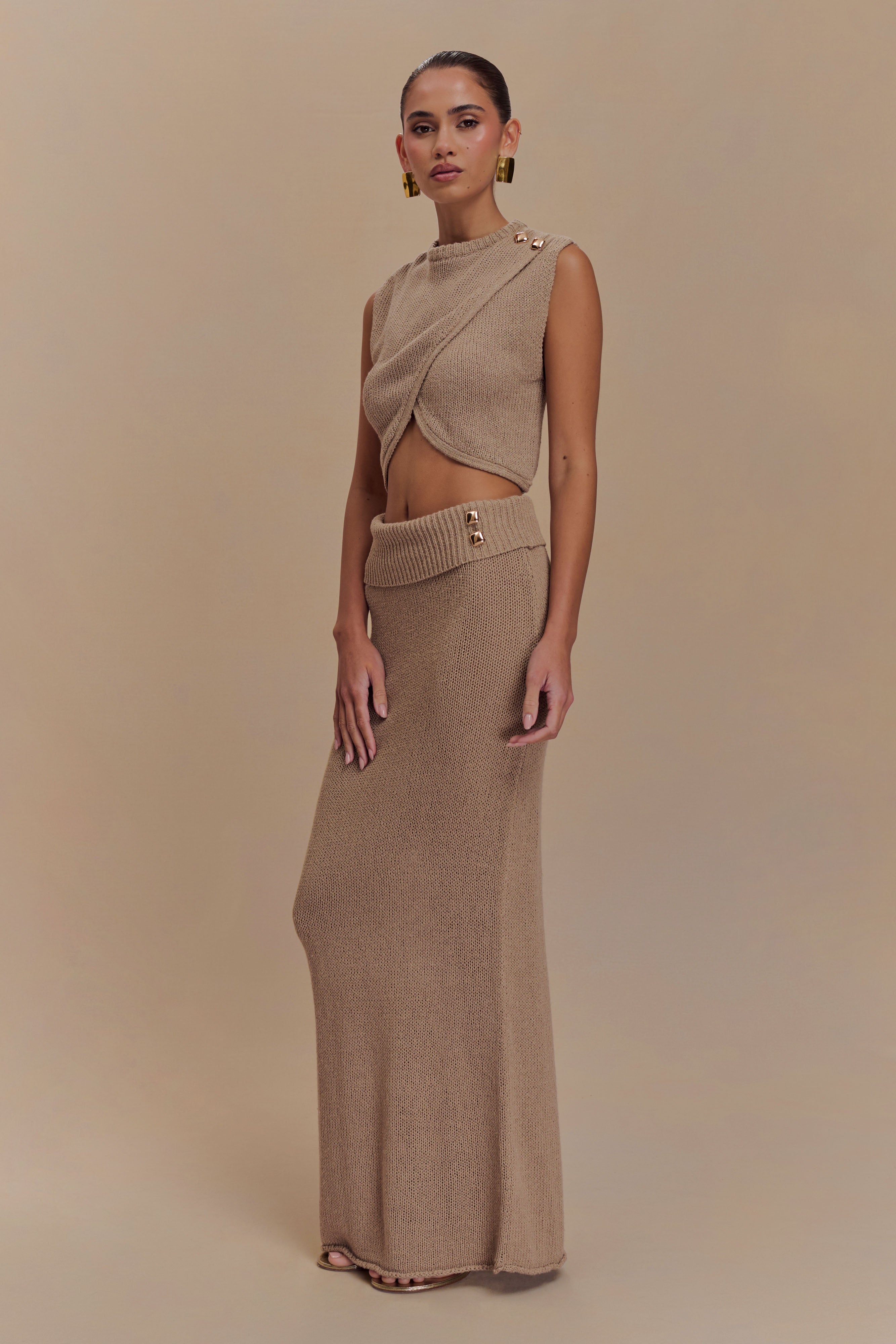 Sloane Knit Maxi Skirt - Latte、mySite、solidvoid