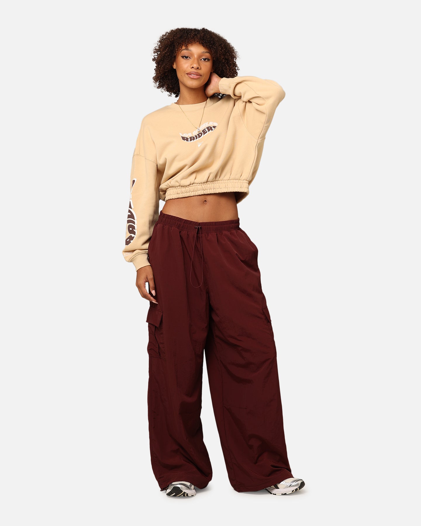 Mitchell & Ness Women's Los Angeles Raiders Dazed Cropped Crewneck Warm Sand、mySite、zt4zffjzw