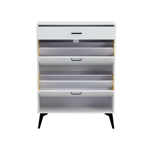 Shoe Cabinet , Shoe storage shelves, metal leg, White、、casual